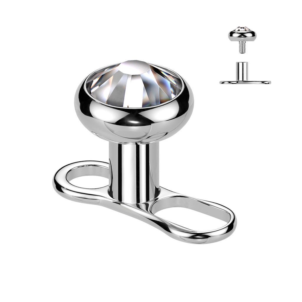 Piercing-Implantat Titan Dermal Set Implantatqualität mit Kristall Aufsatz 1,6mm x 5mm