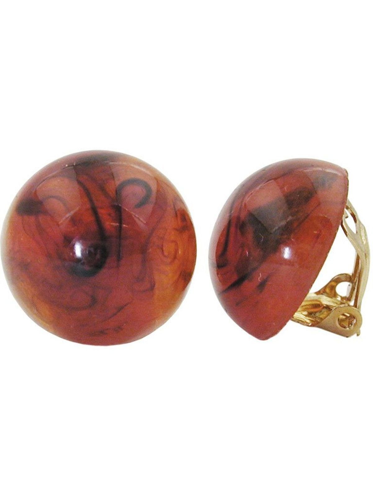 glänzend 18mm Ohrring Ohrclips (1-tlg) Gallay braun-marmoriert Kunststoff-Bouton Paar