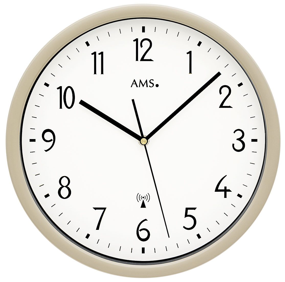 AMS Funkwanduhr (Quarzuhr,Kunststoff,Wohnzimmer,Esszimmer,Küche,Arbeitszimmer,Büro,Flur)