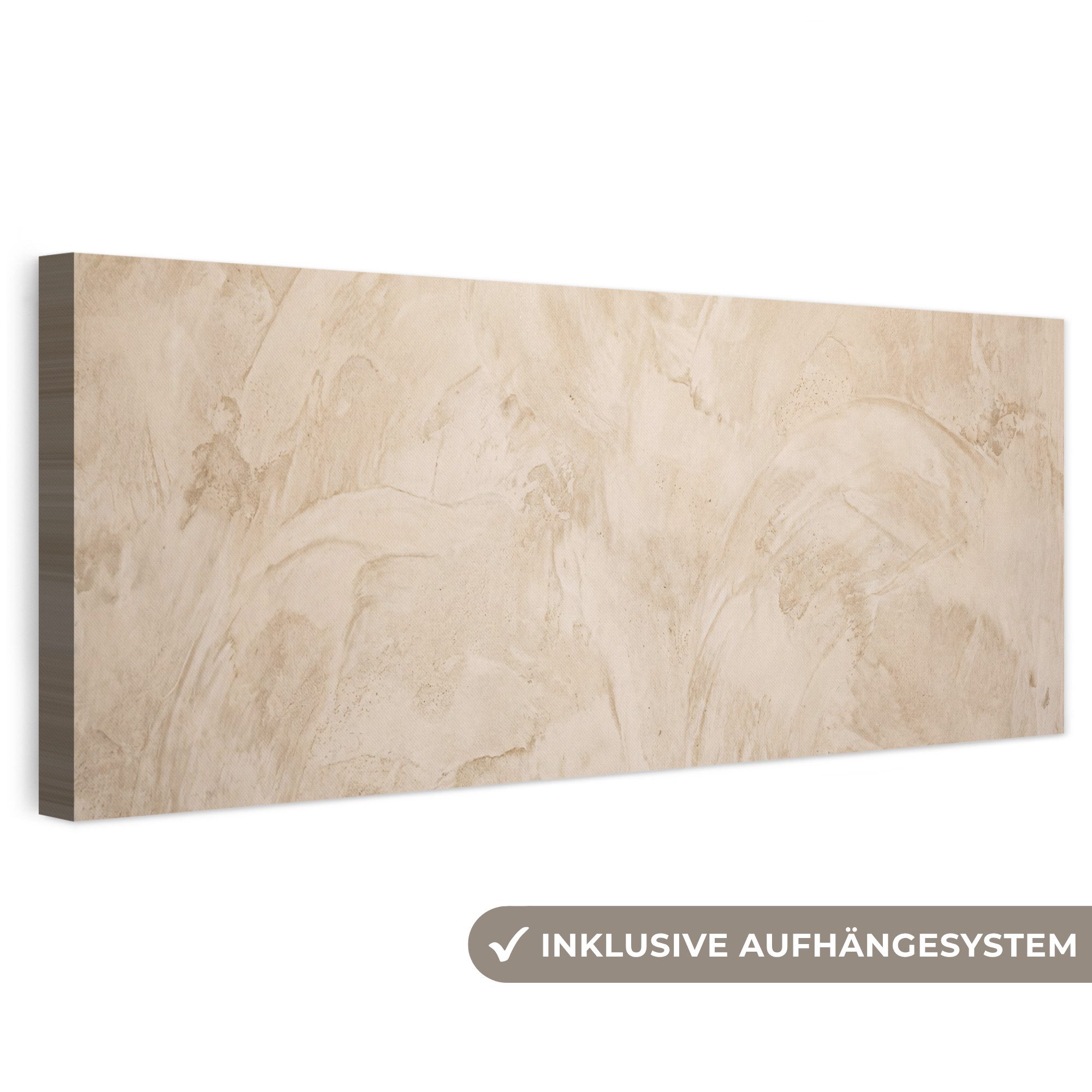 OneMillionCanvasses® Leinwandbild Panorama Textur – Muster – Abstrakt – Modern – Beige, Fotodruck (1 St), Wandbild, Deko Schlafzimmer Wohnzimmer Flur 60x20 cm
