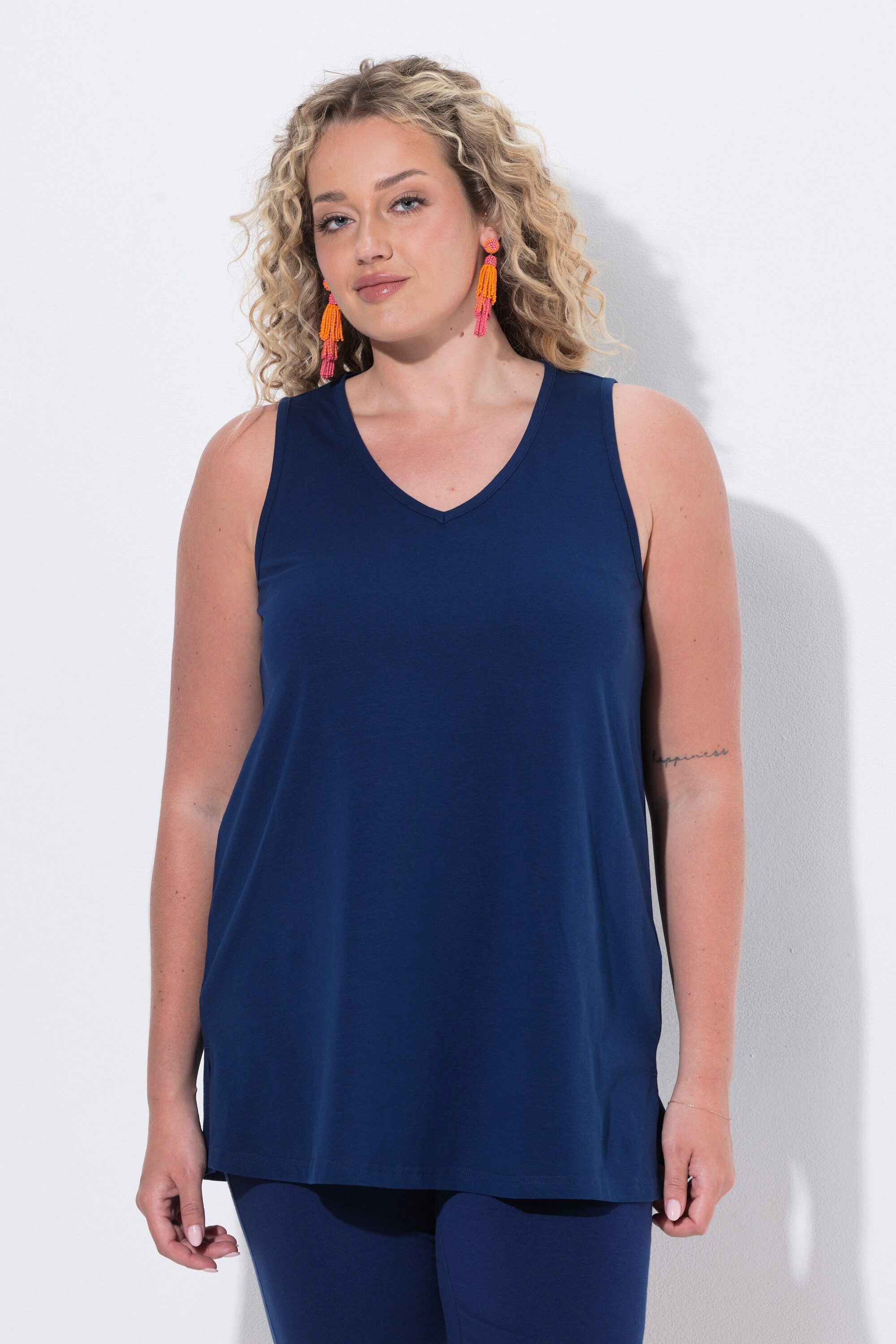 Angel of Style Longtop Top A-Linie V-Ausschnitt Seitenschlitze