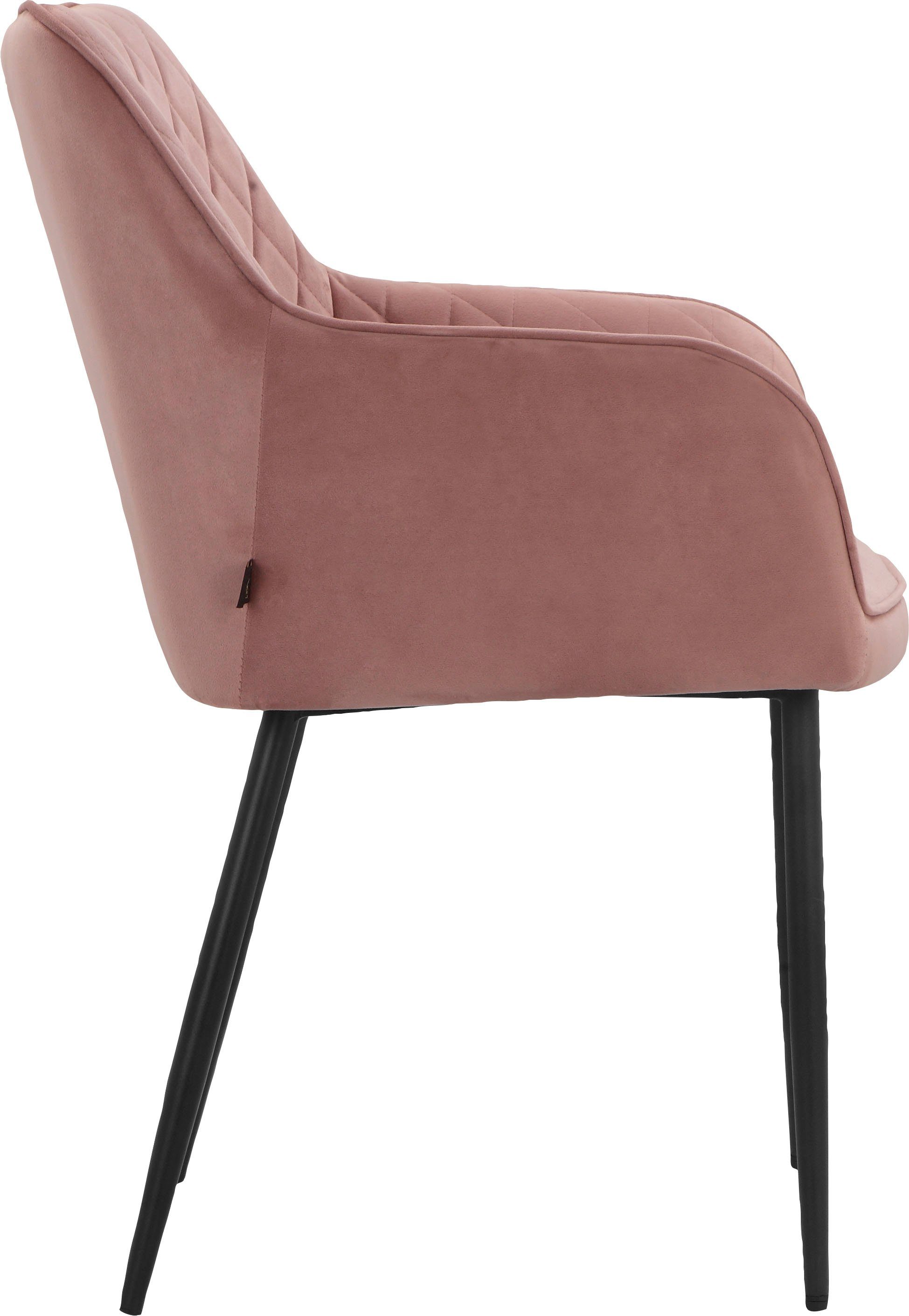 Leonique Armlehnstuhl Montmerle (2 rosa/schwarz mit Sitzhöhe Velourstoff Rücken rosa 50cm gepolstert, Sitz Steppung, St), in und 
