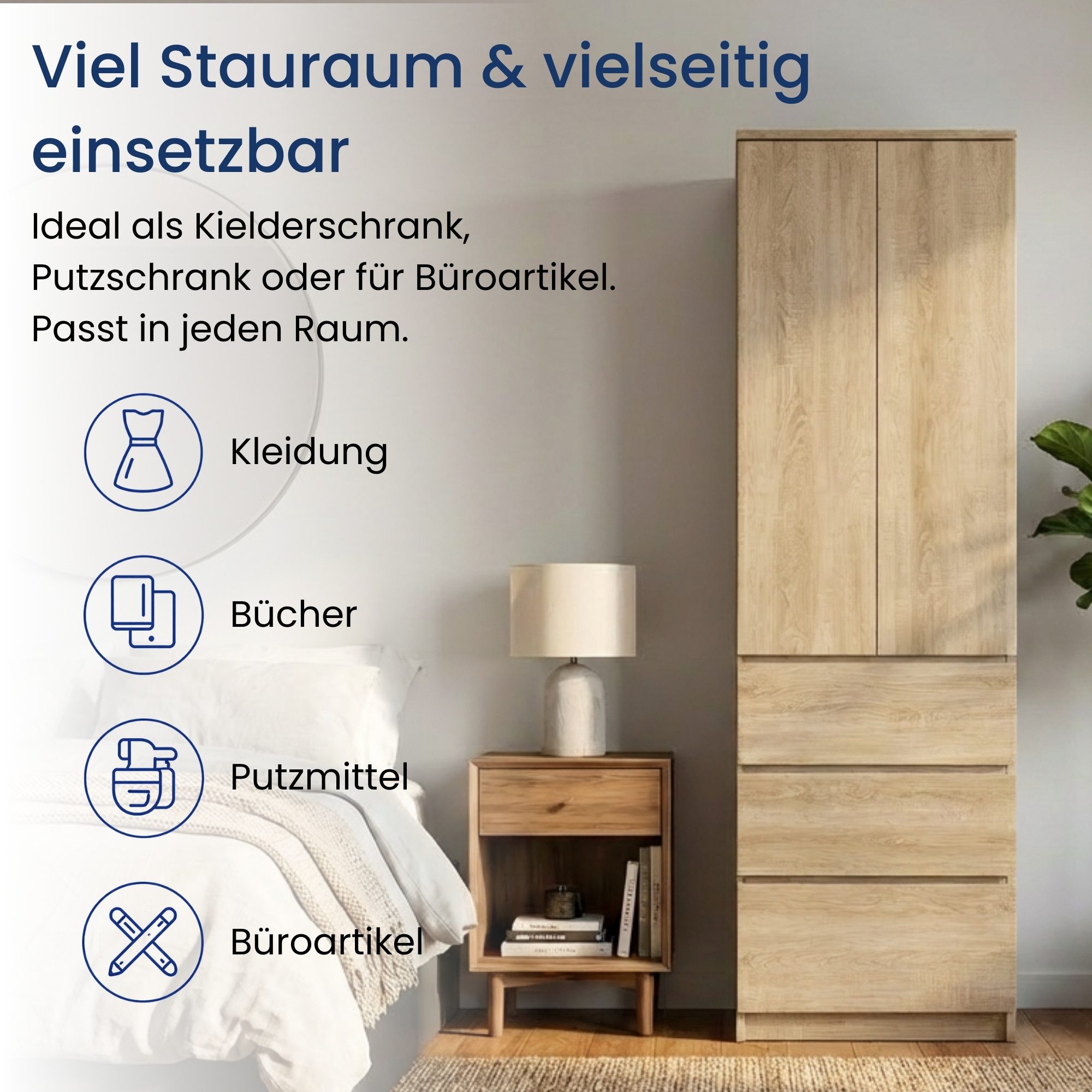 Home Collective Kleiderschrank Garderobenschrank Mehrzweckschrank Schrank platzsparend & vielseitig (50x40x180,5 cm (BxTxH), ideal für Schlafzimmer Flur & Arbei – Bild 3 von 5