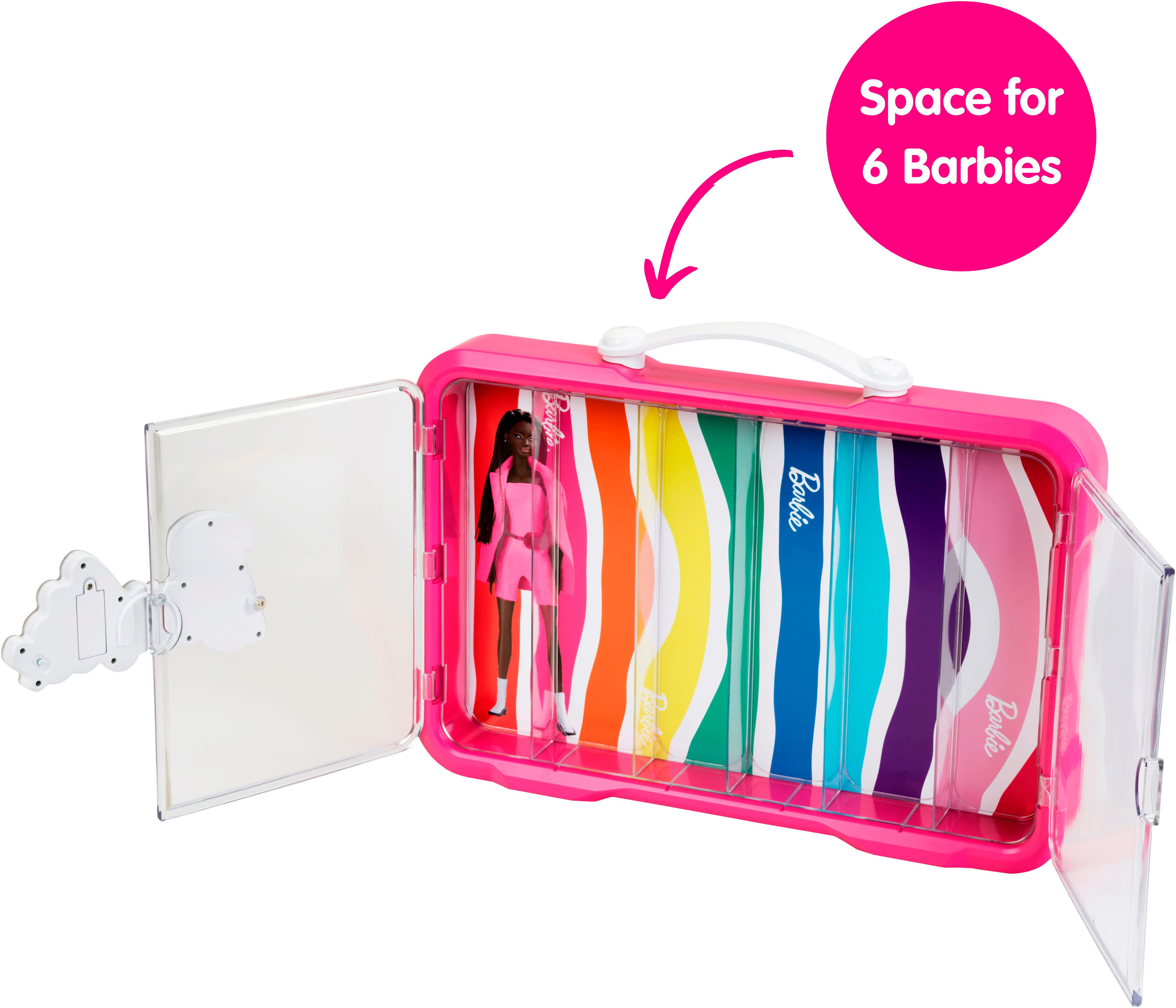 Small Barbie Collector's Case - Display Case for 6 Barbies, with illuminated Barbie logo