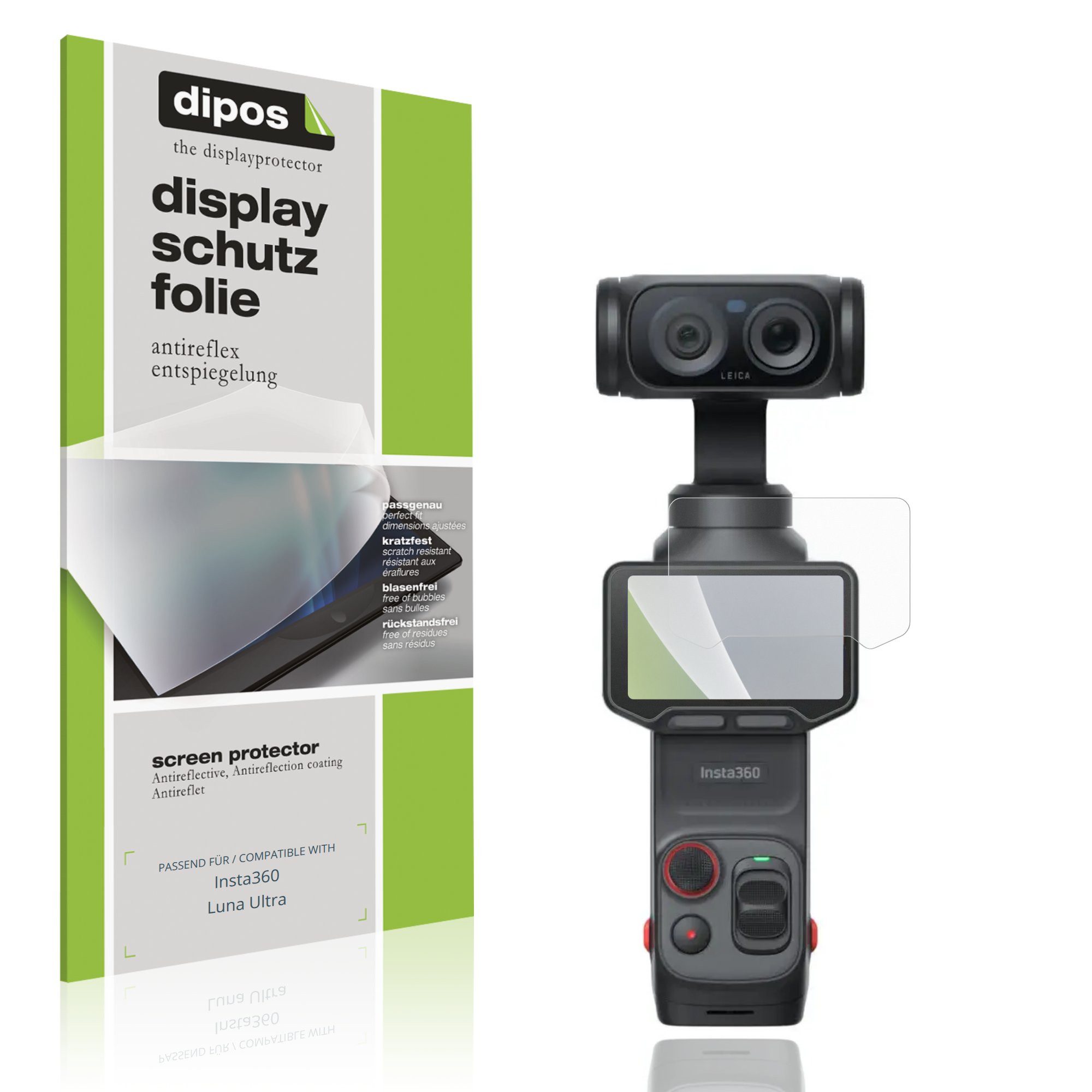 dipos Displayschutzfolie Schutzfolie für Insta360 Luna Ultra, 4 Stück, Displayschutz Schutz Folie Made in Germany