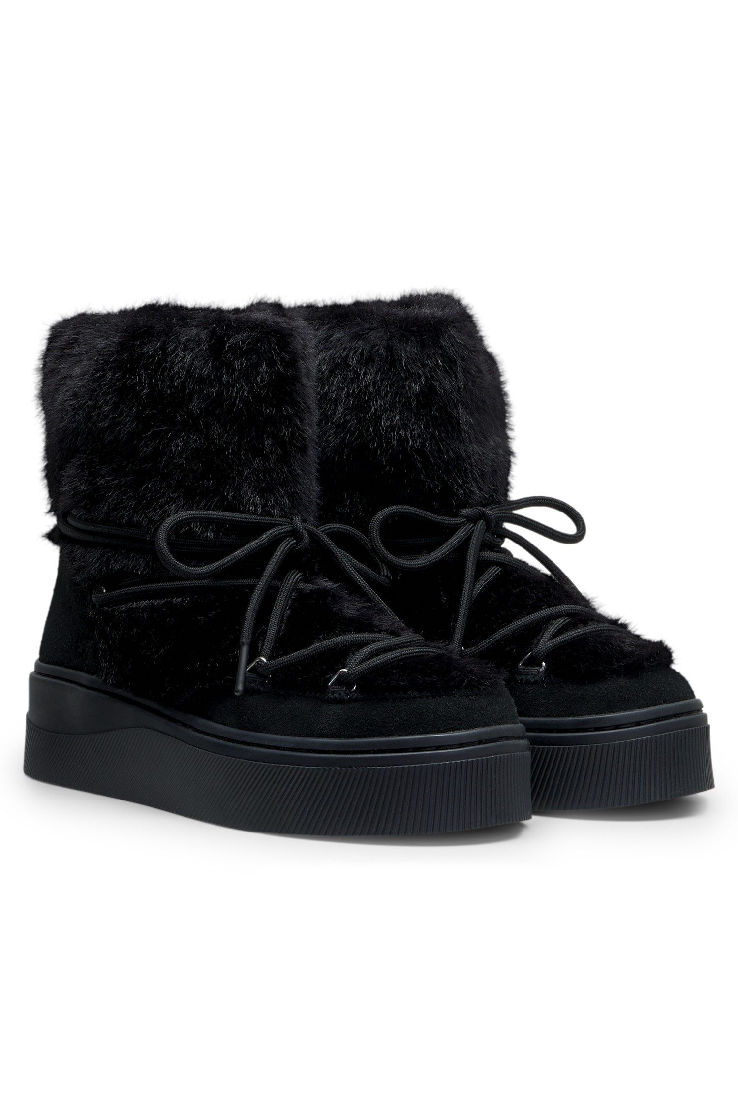 HUGO Lyzz Winterboots Plateau Boots, Winterstiefelette mit Fellimitat