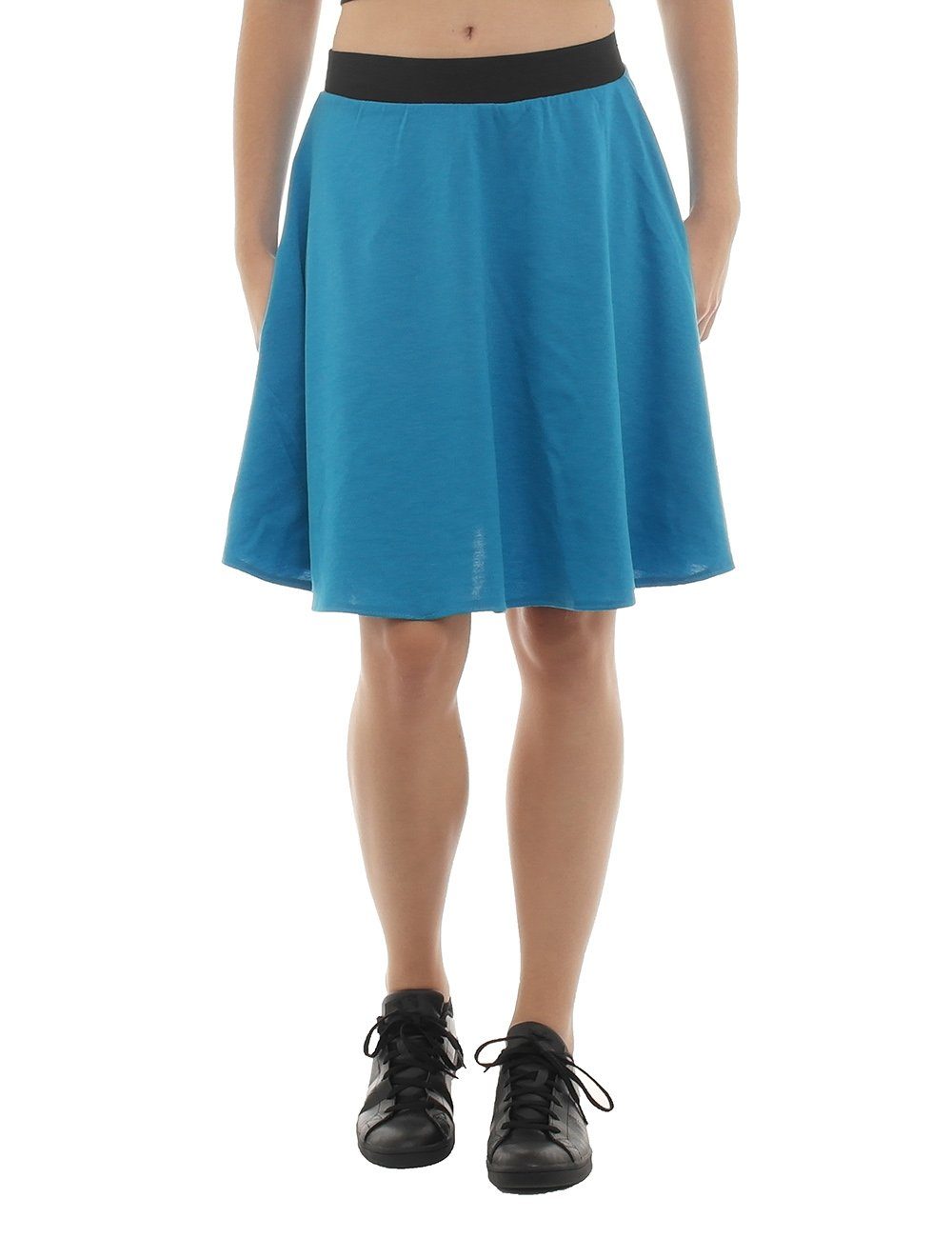 Midirock Swing Rock Midi Falten Gummibund hohe Taille