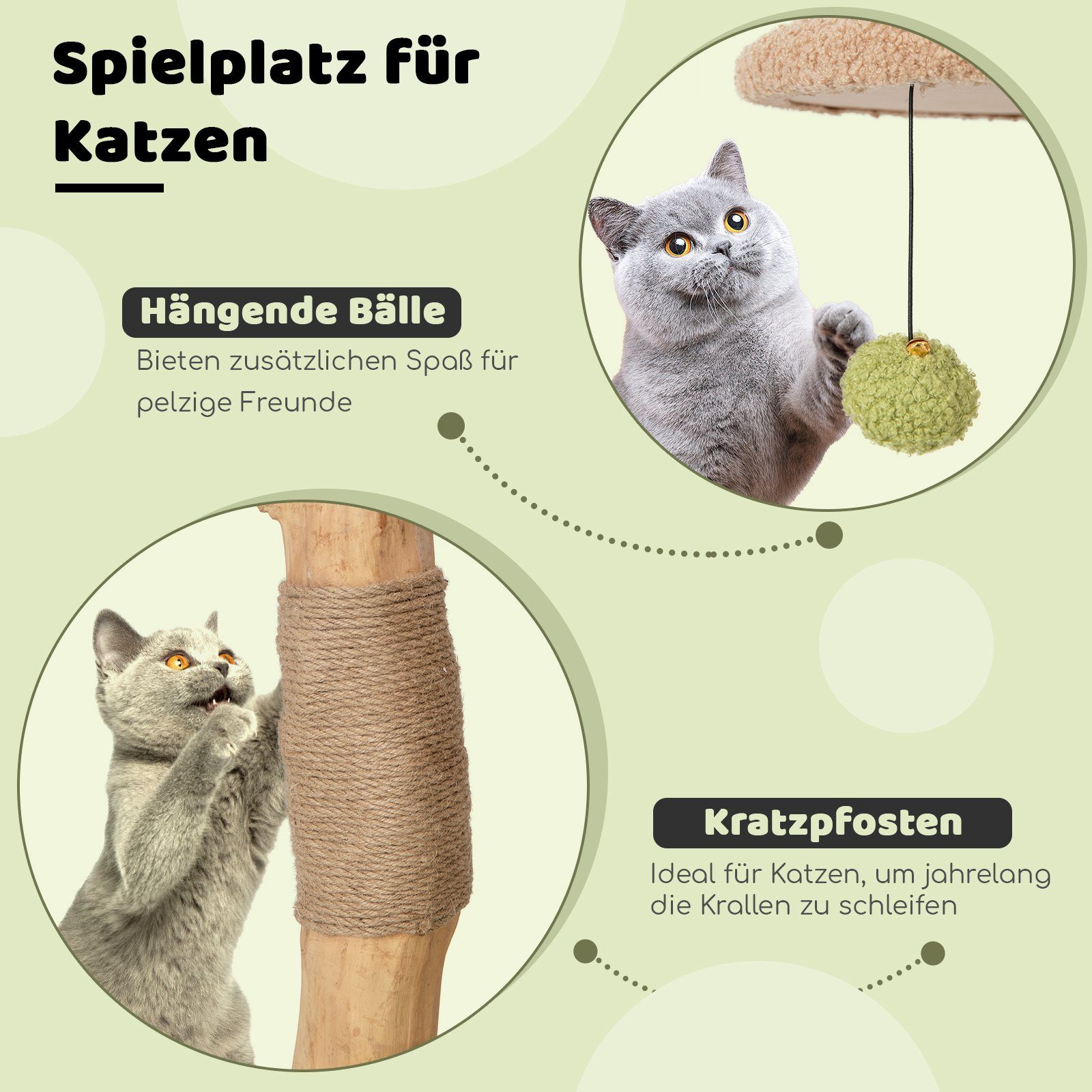 COSTWAY Kratzbaum, 110cm Katzenbaum, Sisal aus Holz