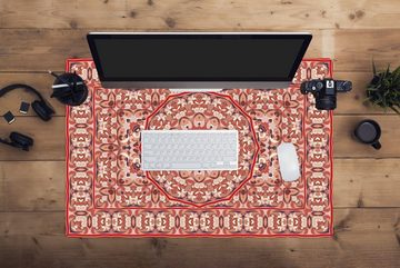 MuchoWow Gaming Mauspad Teppich - Mandala - Muster - Rot (1-St), Büro für Tastatur und Maus, Mousepad Gaming, 90x60 cm, XXL, Großes