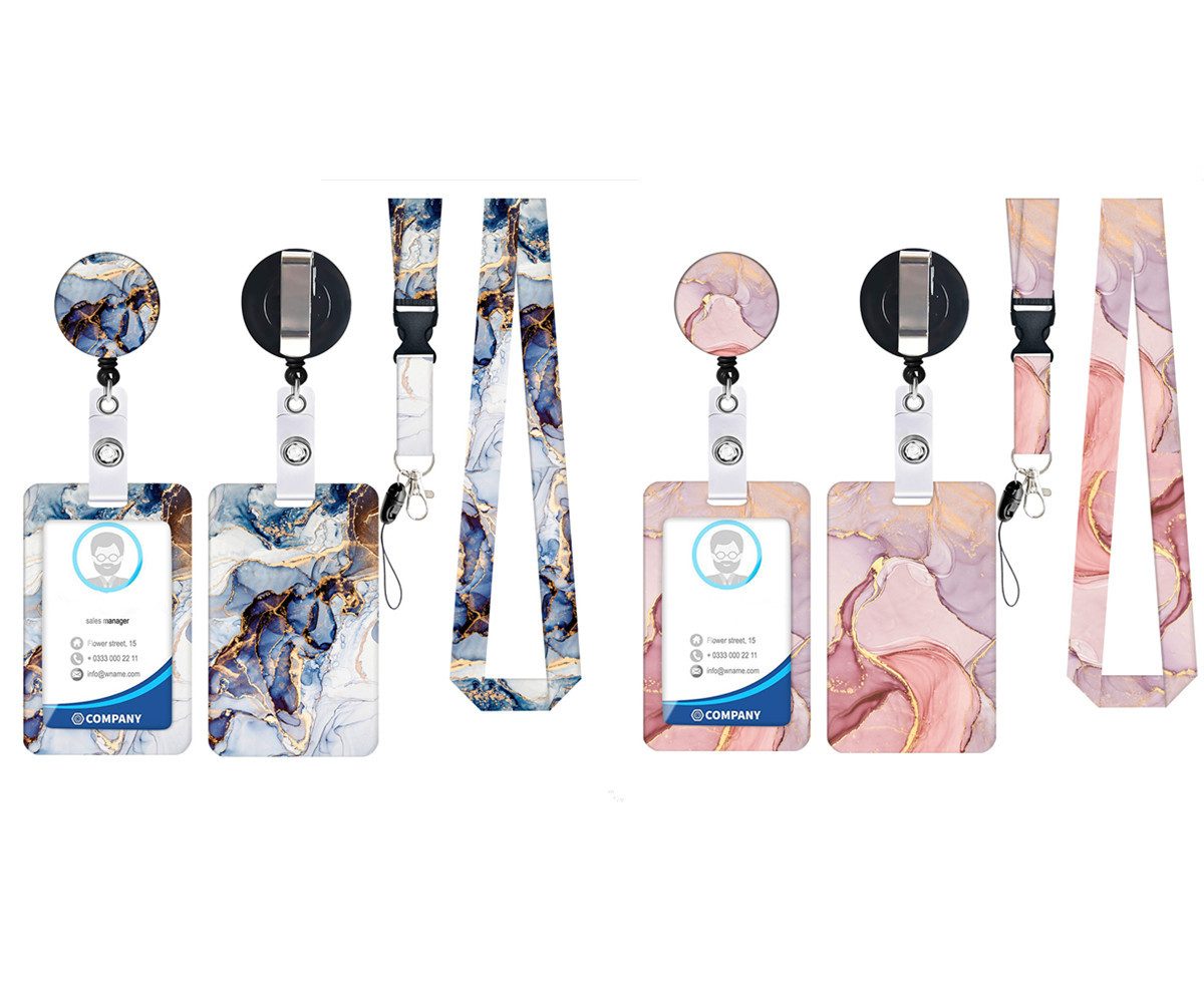 Schlüsselanhänger 2 Stück Ausweishülle mit Band, Ausziehbarer Schlüsselanhänger Badge