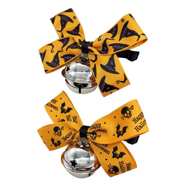 GelldG Katzen-Halsband 2 Stücke Halloween Katzen Halsband mit Glocke und Fliege Verstellbar