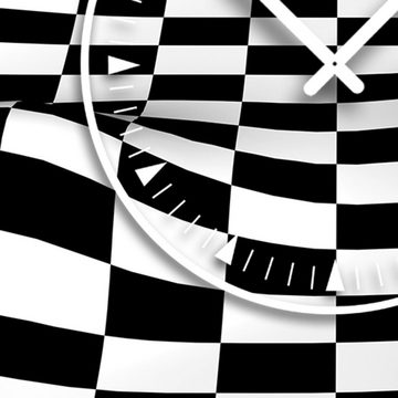 dixtime Wanduhr Karo schwarz weiß 2tone Designer Wanduhr modernes Wanduhren Design (Einzigartige 3D-Optik aus 4mm Alu-Dibond)