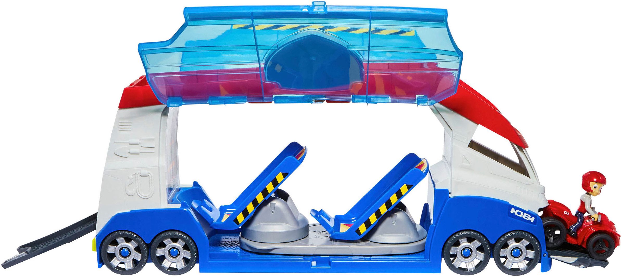 Spin Master Paw Patrol Toy Transporter - Paw Patroller 3.0, with sound effects; includes Ryder with quad bike