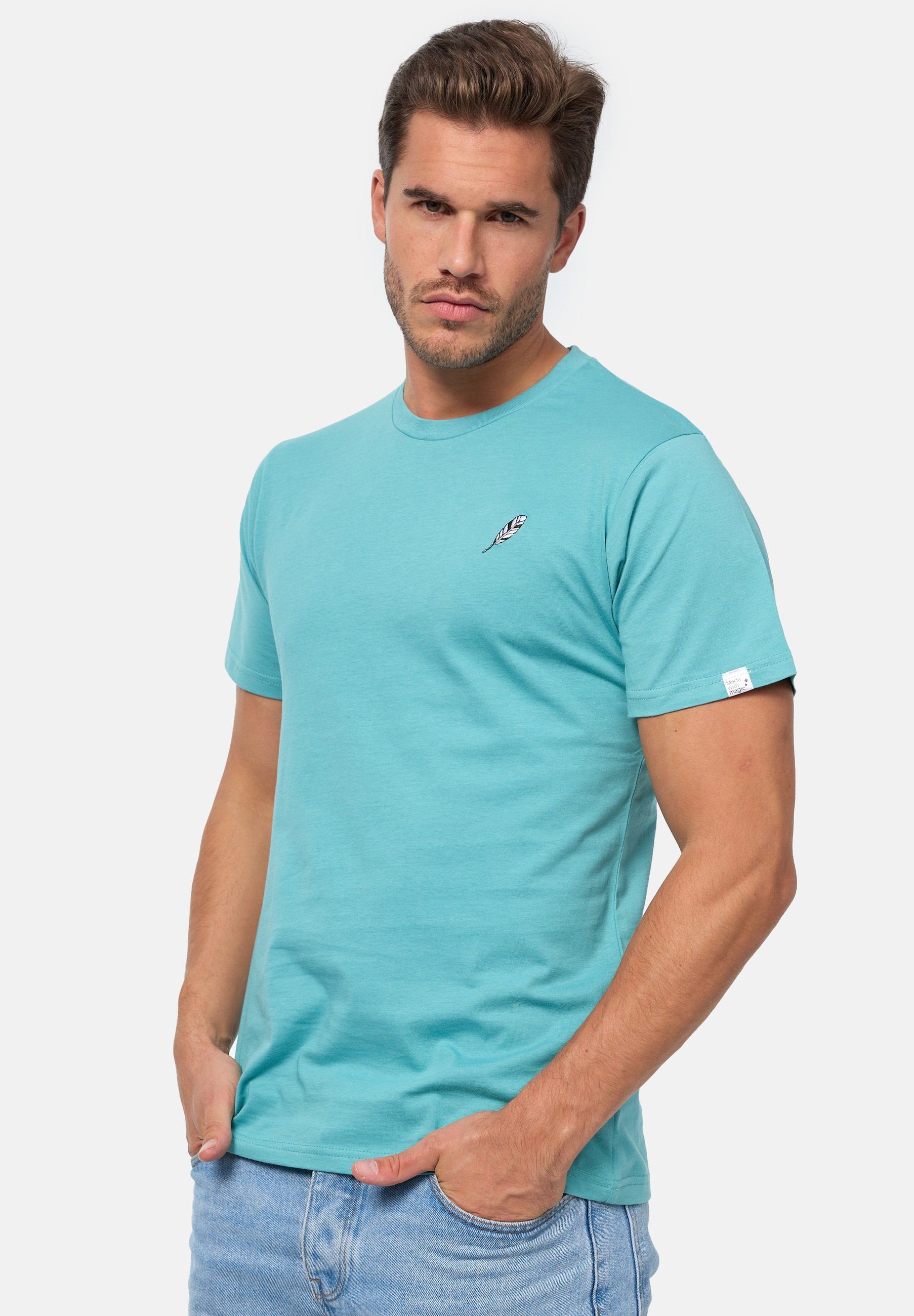 MIKON T-Shirt Feder GOTS zertifizierte Bio-Baumwolle Aqua