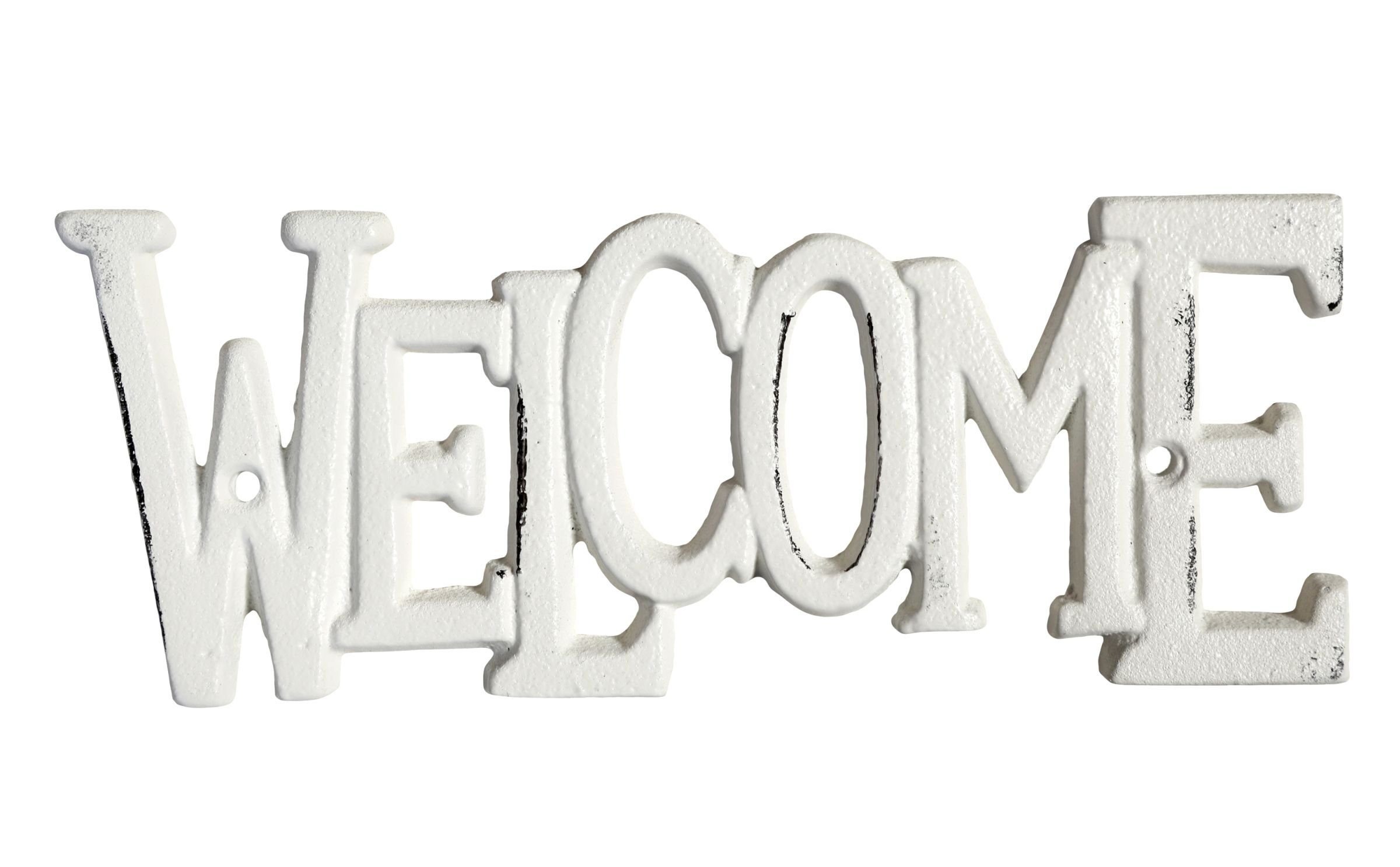 Chic Antique Metallschild Schild Wandschild "WELCOME" Creme 9cm x 23,5cm Eisen 64081419 Chic