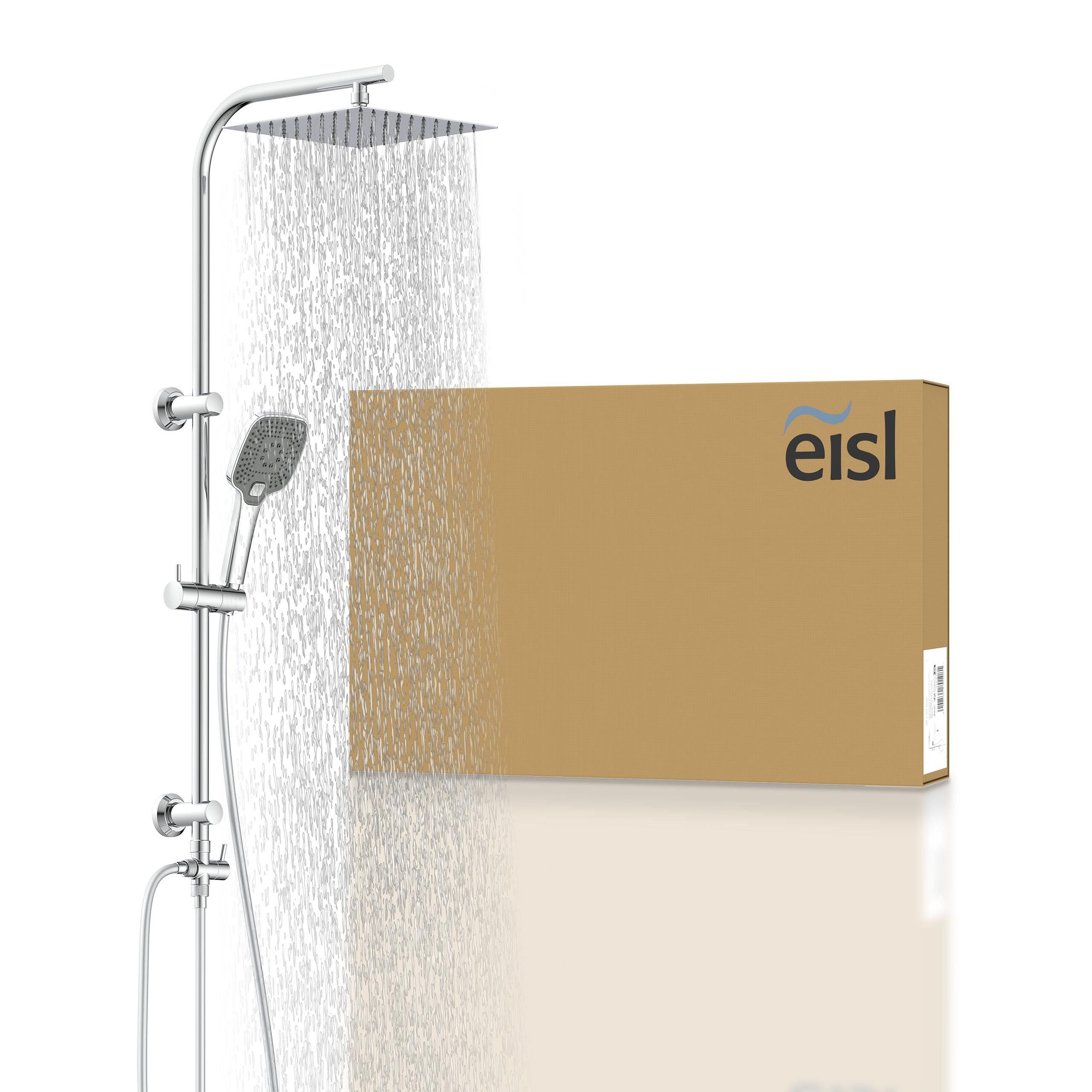 Eisl Brausegarnitur EASY DELUXE, Höhe 96,5 cm, 3 Strahlart(en), Regendusche, Antikalk, höhenverstellbar, inkl. Duschabzieher