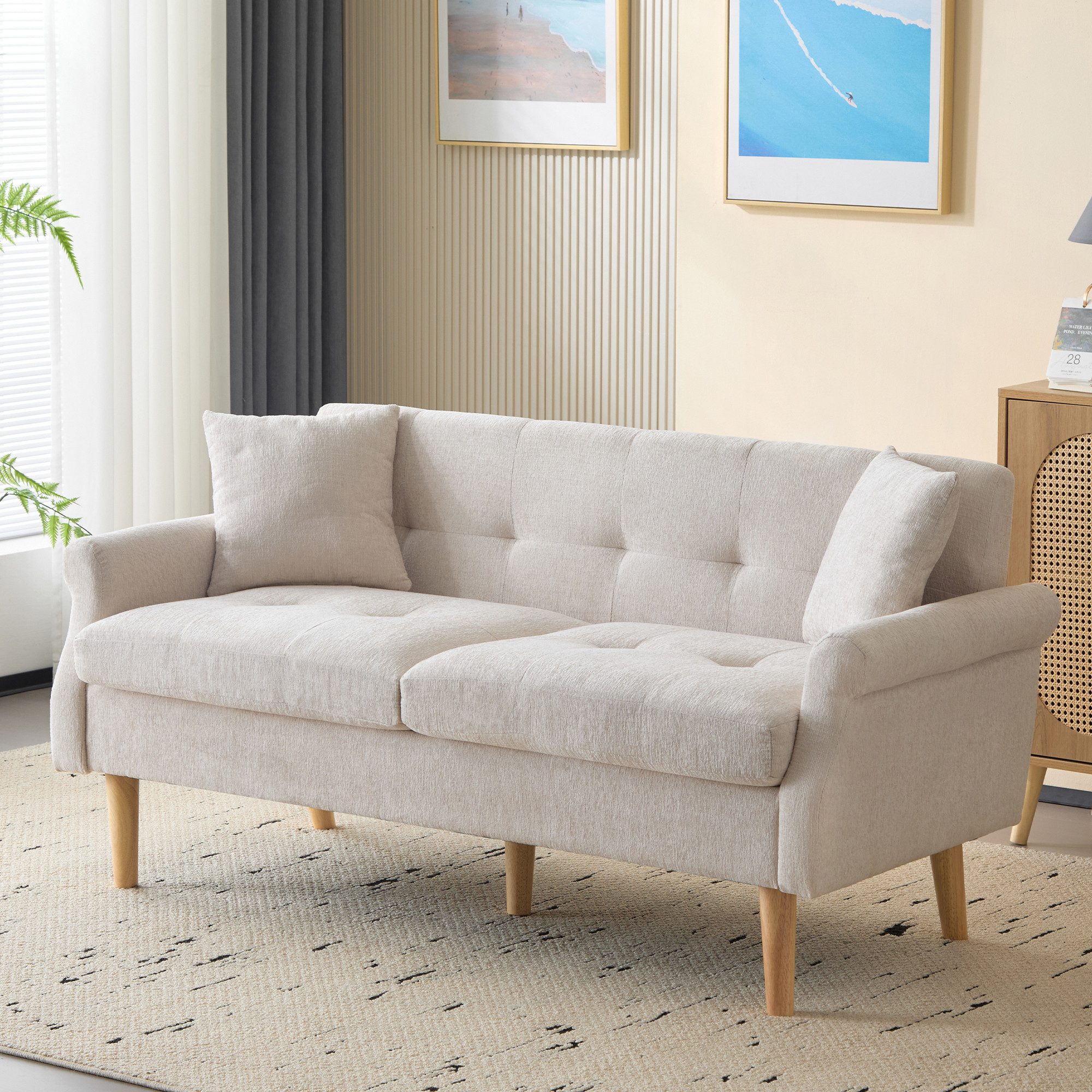 Furnishings Home 2-Sitzer Doppelsofa Polstersofa Chenille-Stoff beige, 1 Te günstig online kaufen