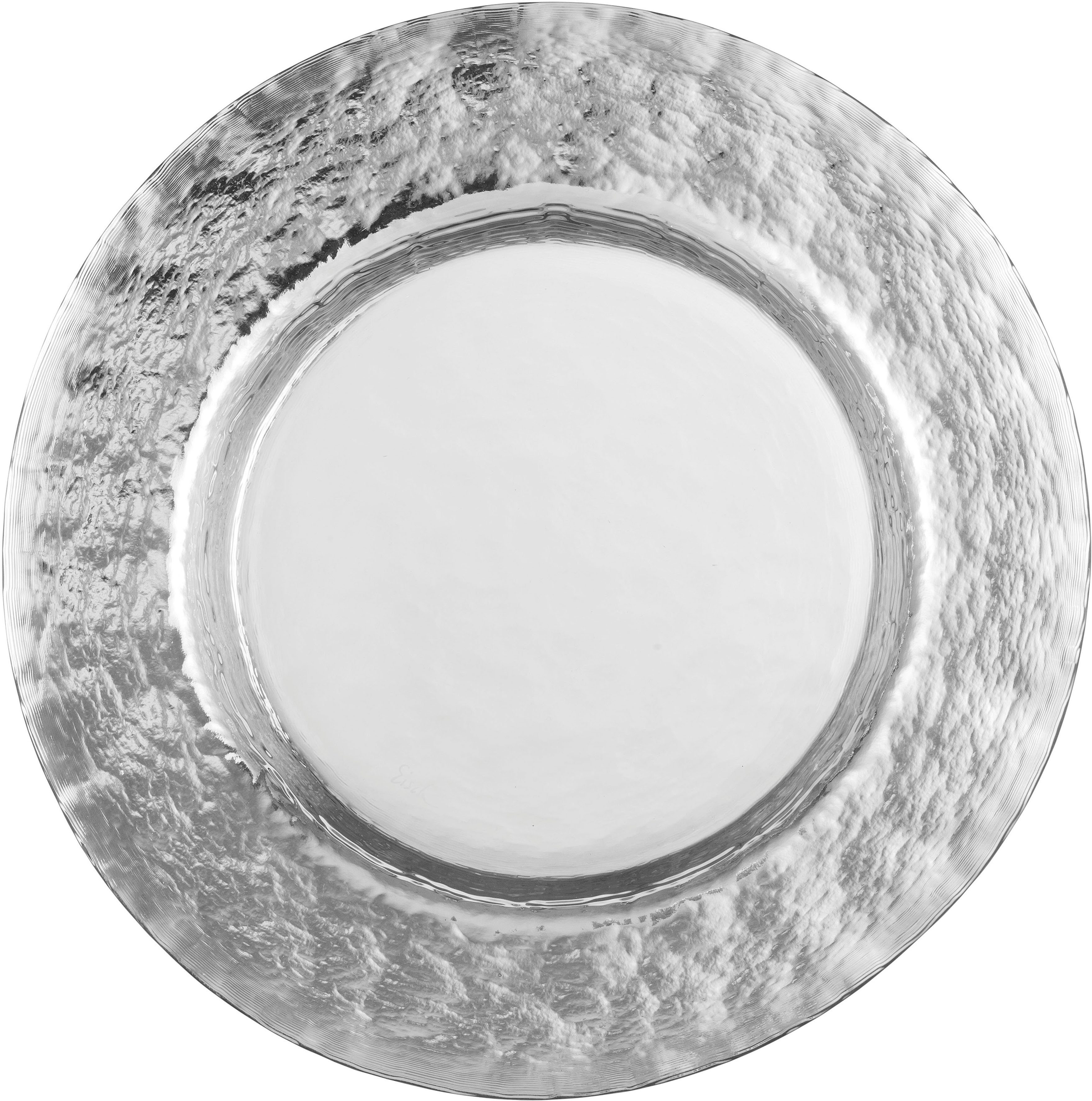 silber-glänzender Platzteller cm veredelt in SILBER, 34 Eisch Glasur, COLOMBO Ø mit Handarbeit 1-tlg.,