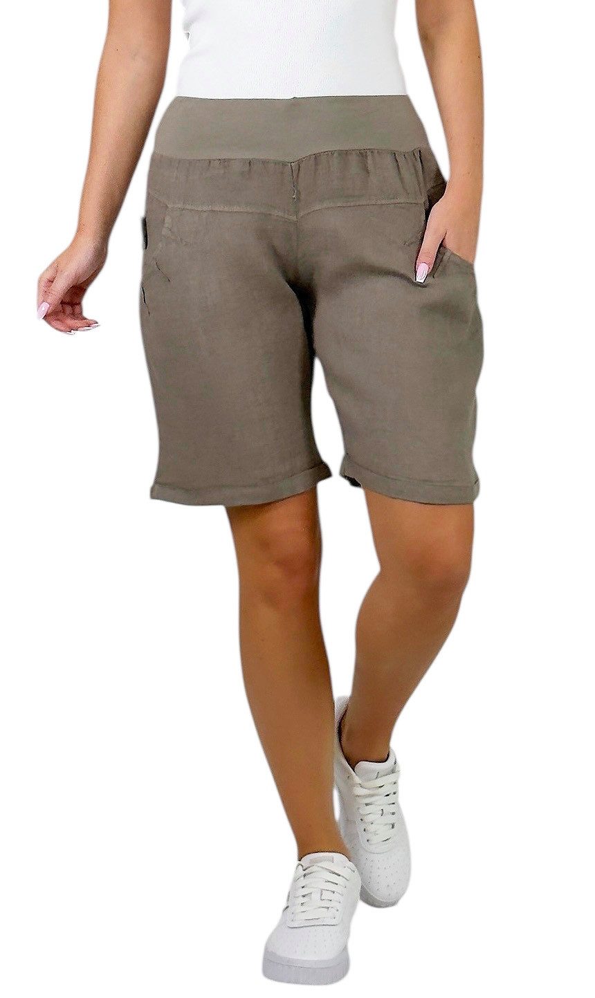 Mississhop Leinenhose 100 % Leinen Leinenshorts Bermuda kurze Hose 276