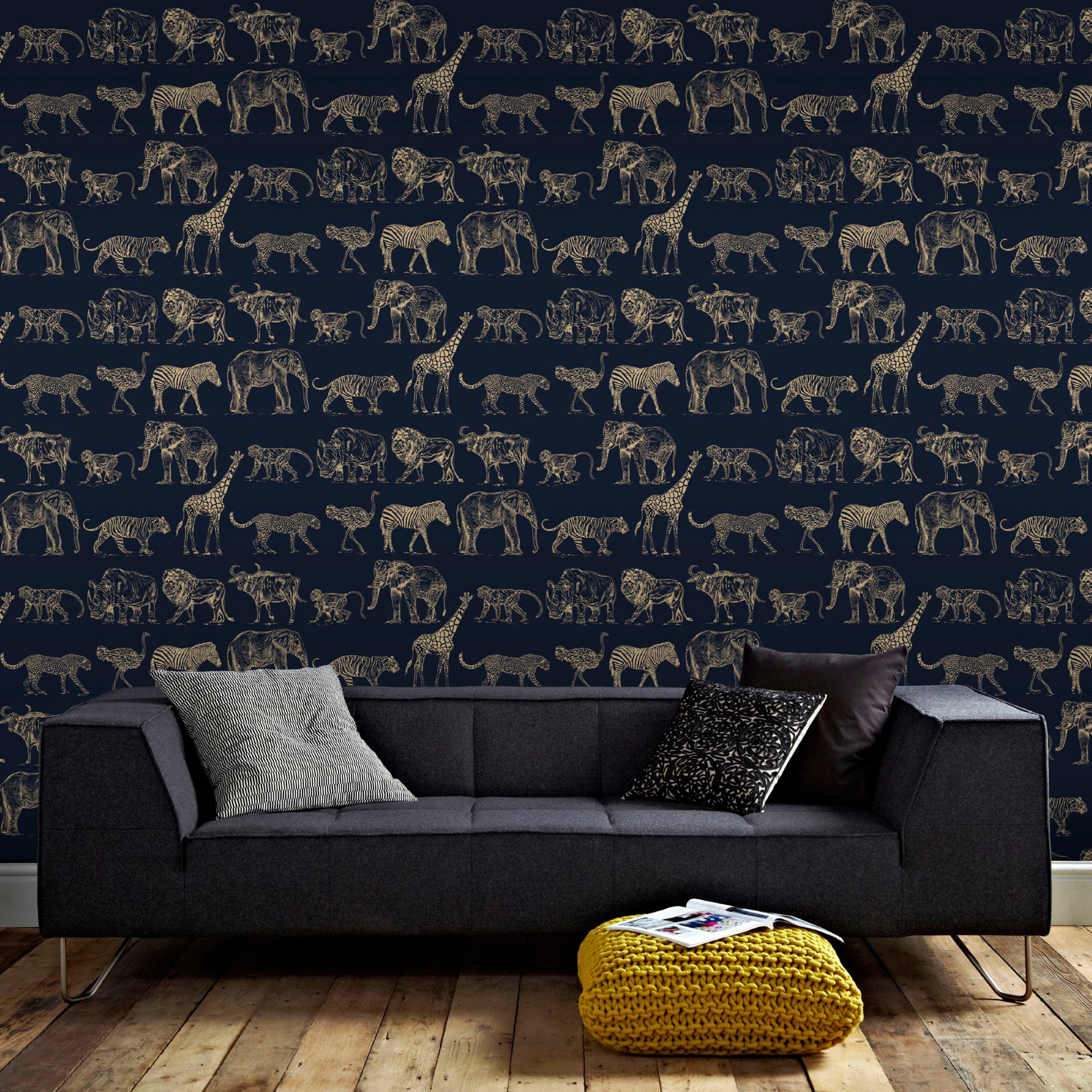 Superfresco Easy Vliestapete Superfresco Easy Vliestapete SAFARI DARK Blau, aufgeschäumt, animal print, (1 St), Superfresco Easy Vliestapete SAFARI DARK Blau