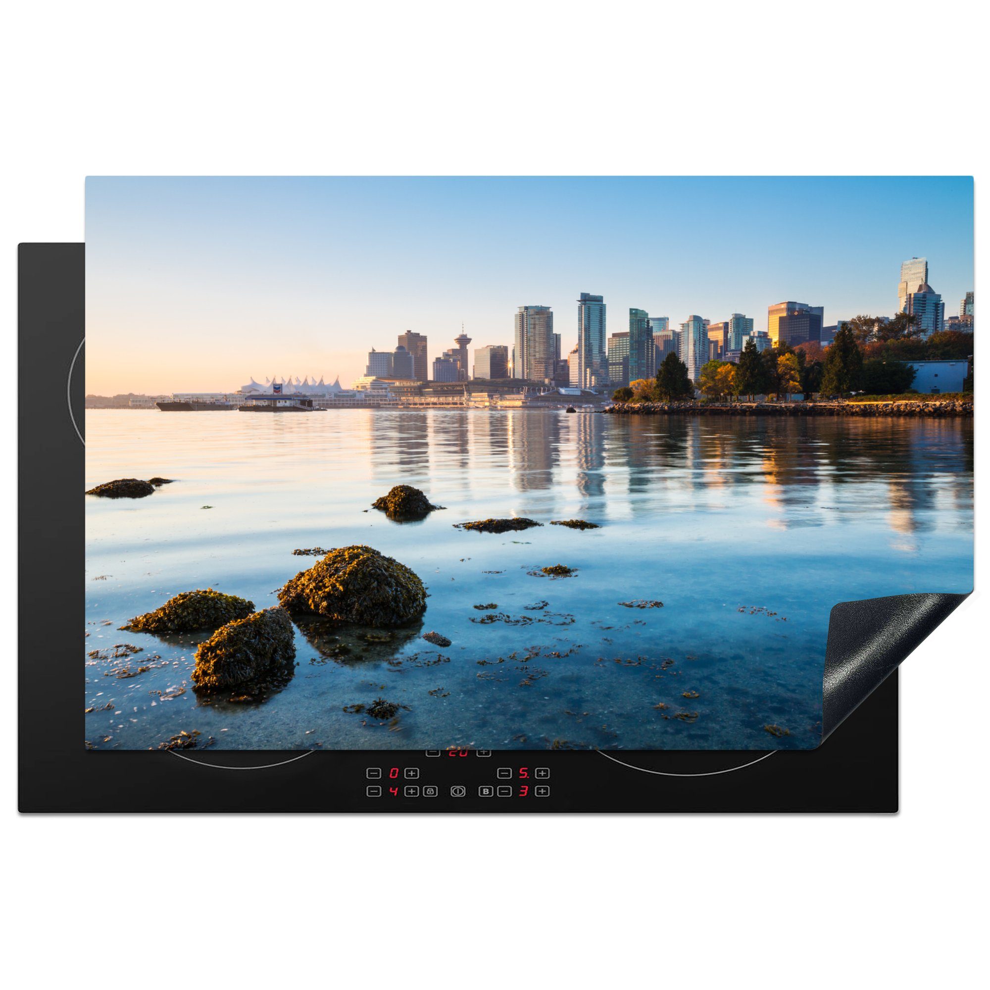 MuchoWow Herdblende-/Abdeckplatte Die Skyline von Vancouver 81x52 Induktionskochfeld Ceranfeldabdeckung küche, für Vinyl, Wasser, tlg), die am cm, Schutz (1