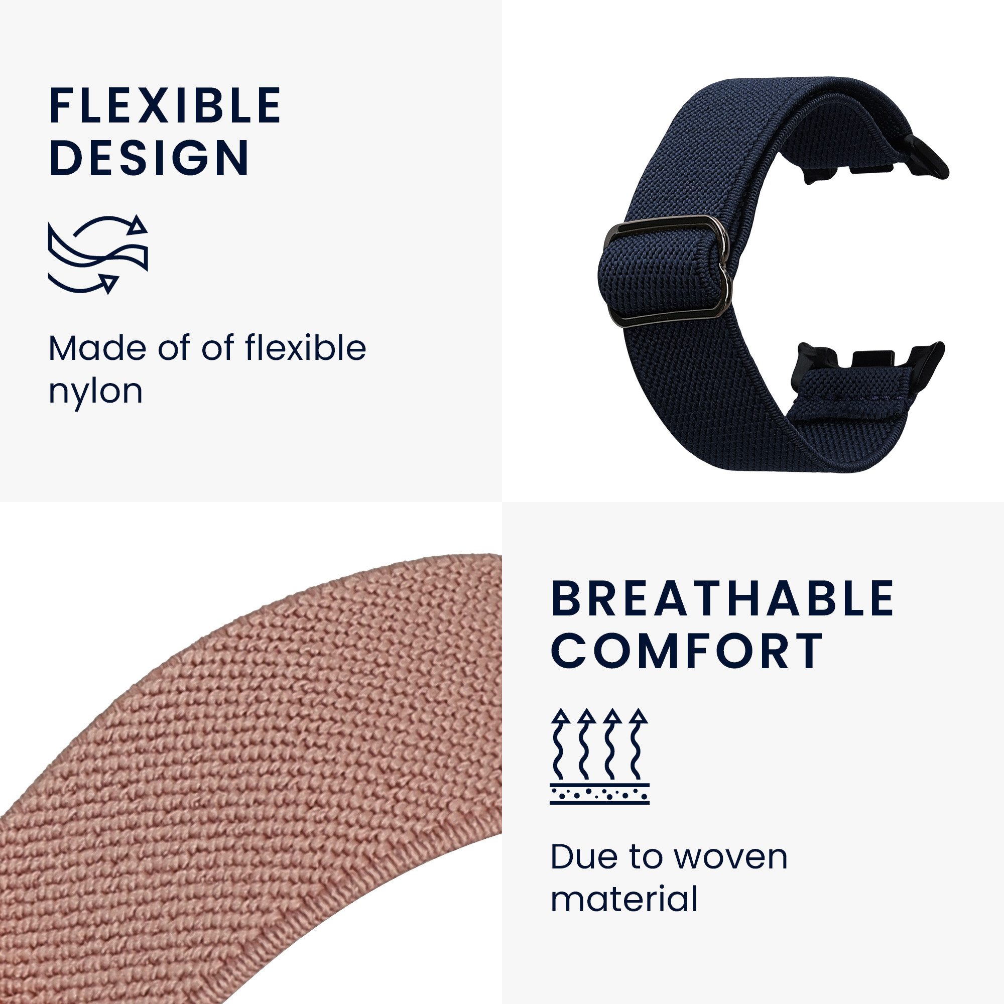kwmobile Smartwatch-Armband 2x Uhrenarmband für Samsung Galaxy Watch 8 Galaxy / Galaxy Watch 8, Fitnesstracker Band Set aus Nylon - Ersatzarmband Smartwatch