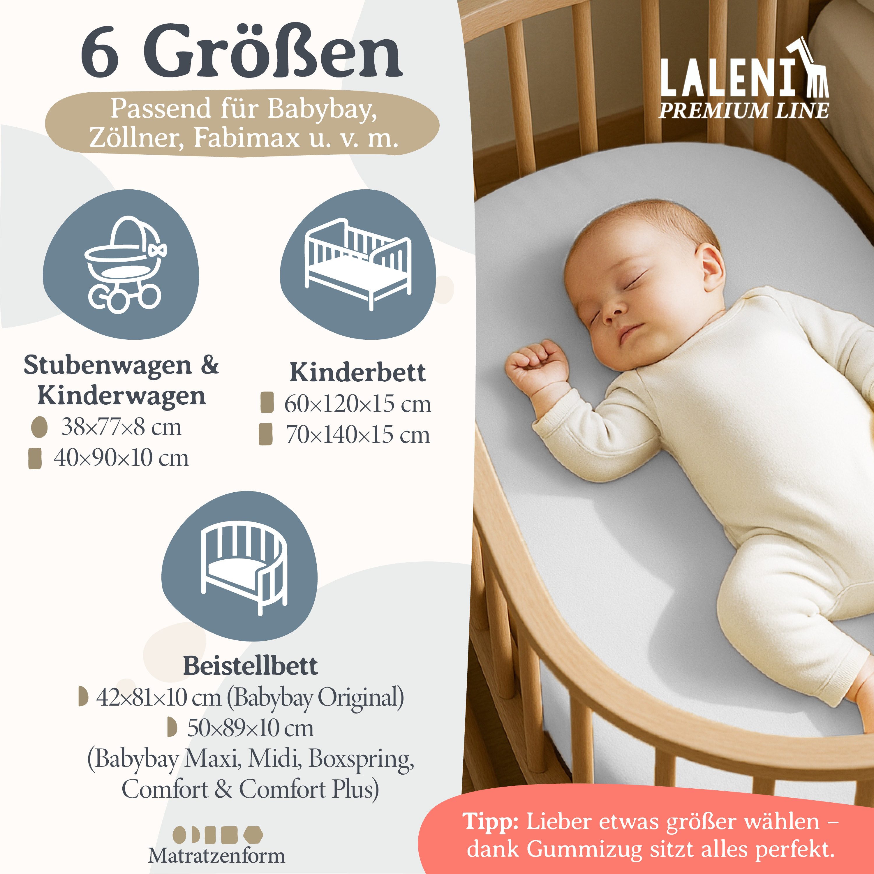 Laleni Spannbettlaken Premium für Beistellbett - Atmungsaktives Spannbetttu günstig online kaufen