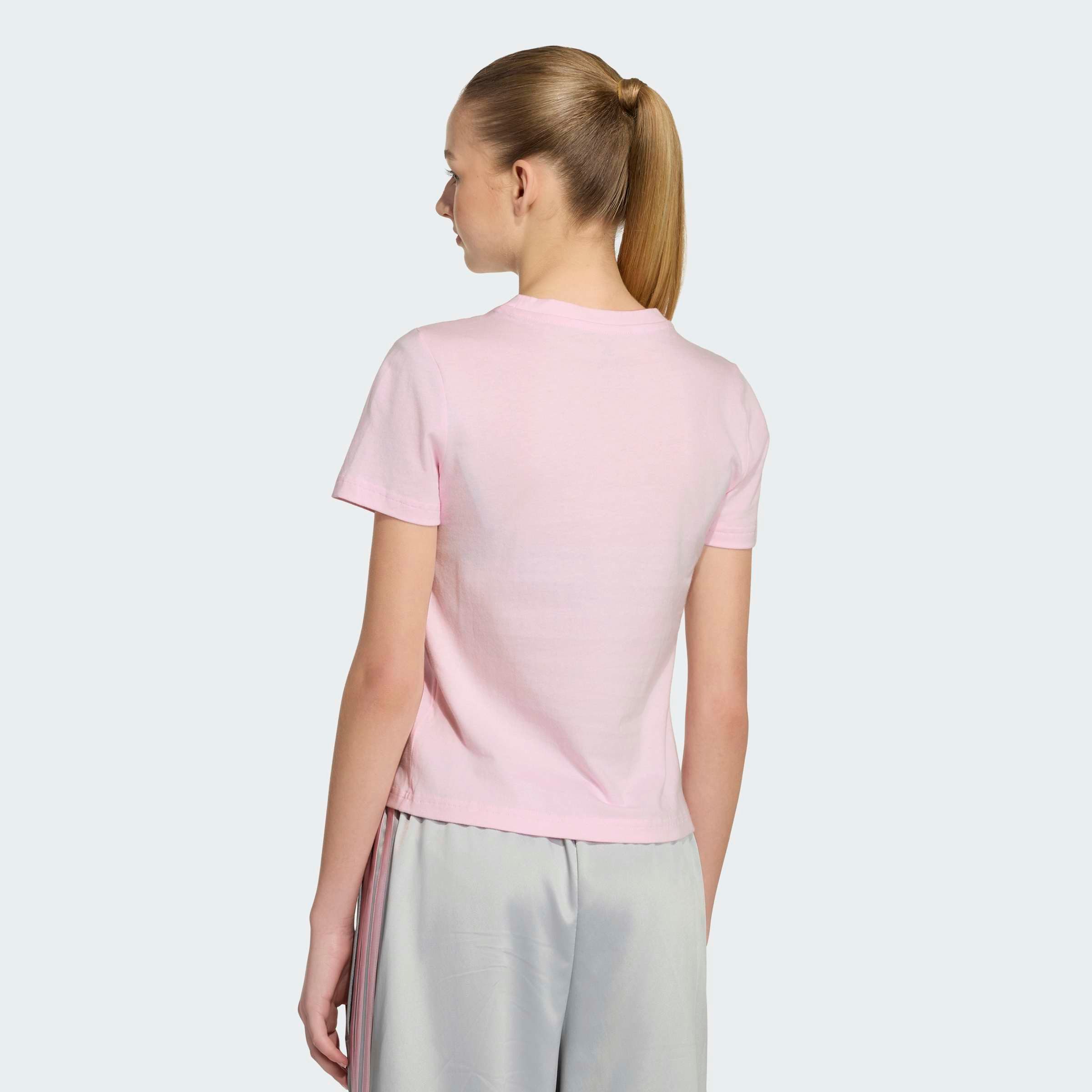 adidas Sportswear T-Shirt JG SATIN TEE für Kinder, mit Rundhalsausschnitt, ohne Verschluss, aus Baumwolle