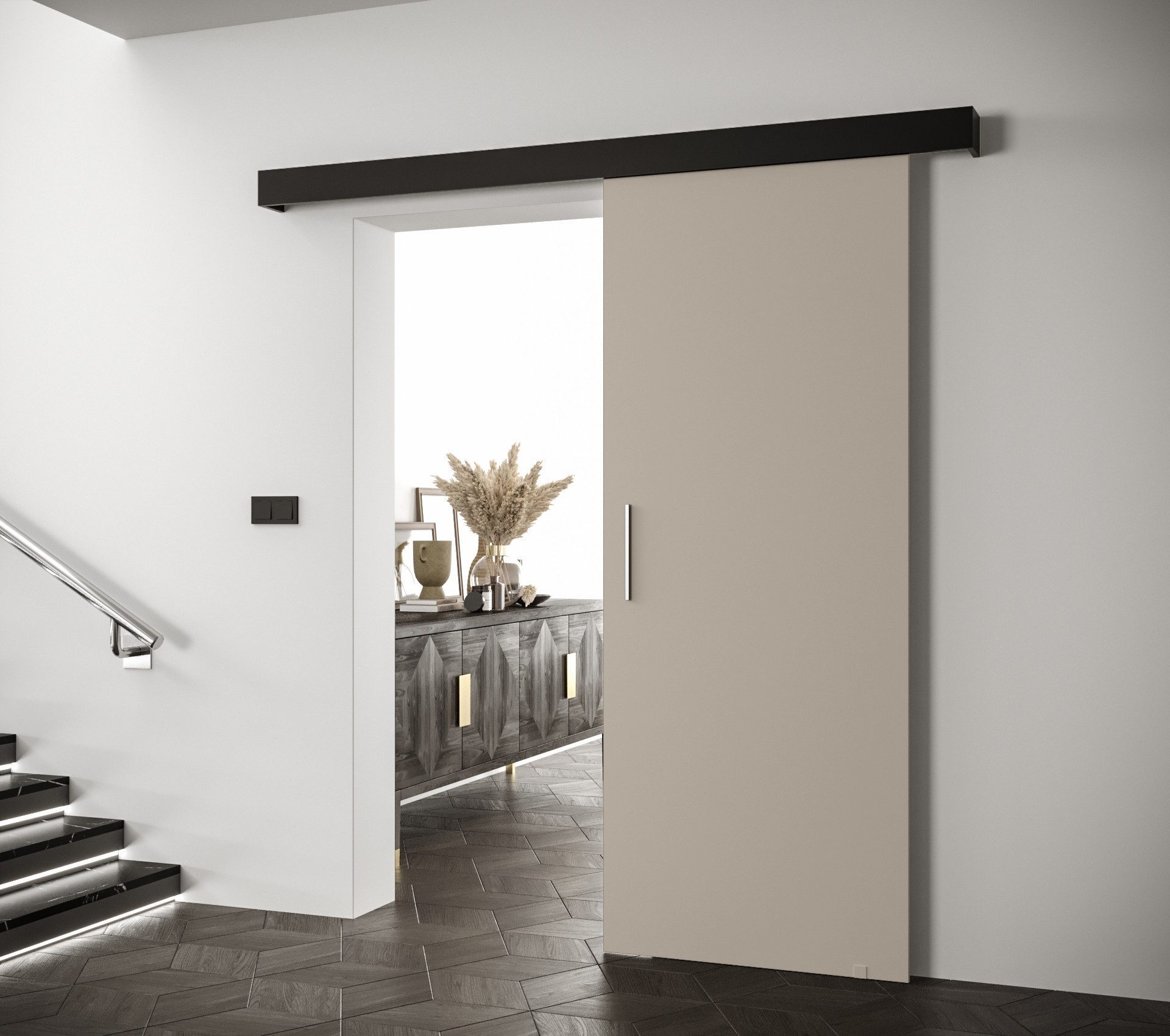 MOEBLO Schiebetür AGRA I (mit/ohne Soft-Close-System, Tür universell Links / Rechts, Schiebetüren Gleittüren Schiebetüre Schiebesysteme Türen auf Schiene Türen mit Schiebemechanismus)