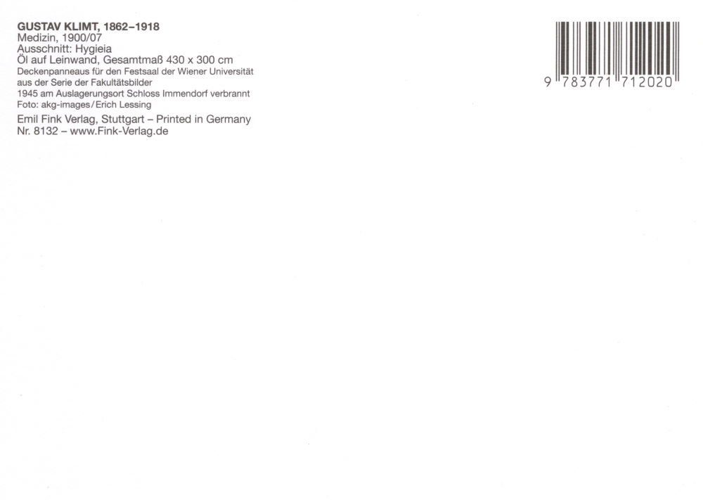 Postkarte Kunstkarte Gustav Klimt Ausschnitt: Hygieia" "Medizin