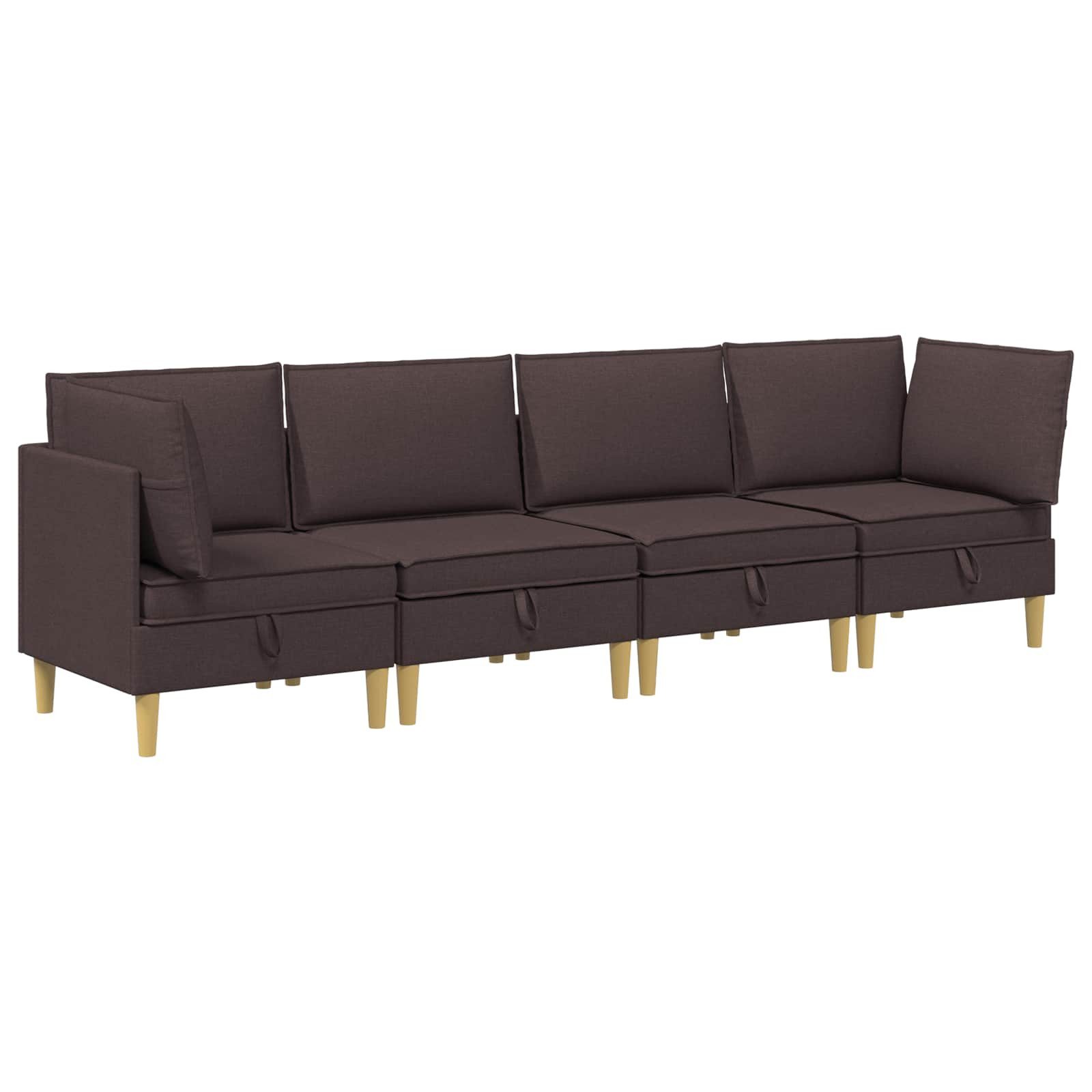 vidaXL Sitzgruppe Modular Sofa Set mit Stauraum 4 stk. Dunkelbraun Stoff, (4-tlg)