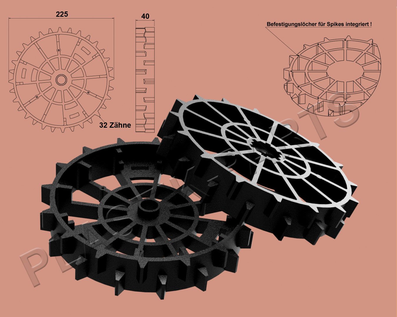 Mähroboter-Rad Antriebsräder 2er Set Offroad WORX Landroid L WR148E WR147E WE147E.1