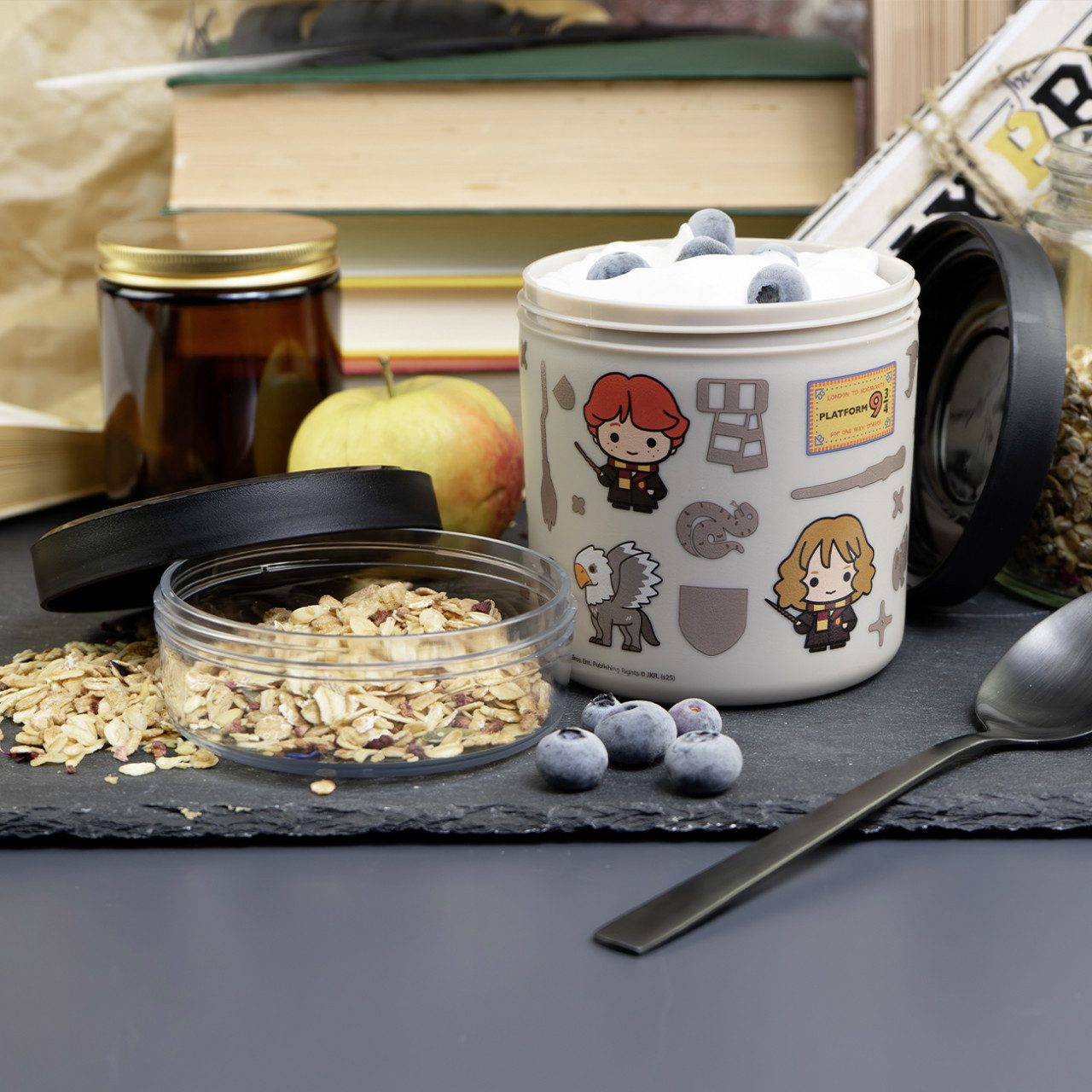 Geda Labels GmbH Lunchbox HP Back to Hogwarts, PP, (1-tlg), Beige, 500ml, Füllmenge 500ml + 150ml