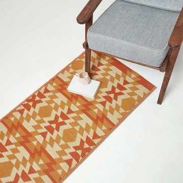 Outdoorteppich Outdoor Teppich-Läufer Anya 75 x 200 cm – Ethno-Muster, rot-orange, Homescapes, Höhe: 20 mm