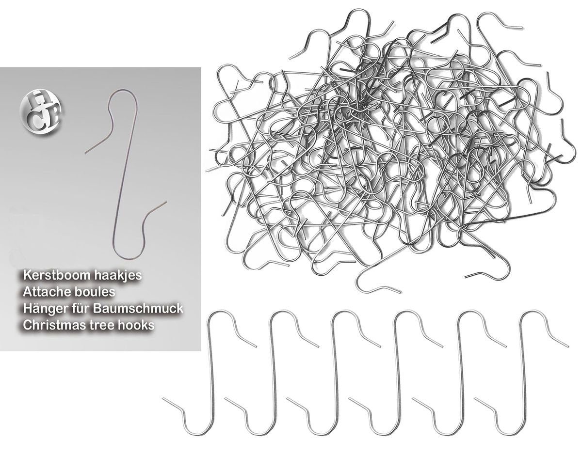 Coen Bakker Christbaumschmuck 100 Kugelaufhänger Silbern S - Haken Weihnachtskugelhaken, Christbaumkugelhaken Aufhänger Silber