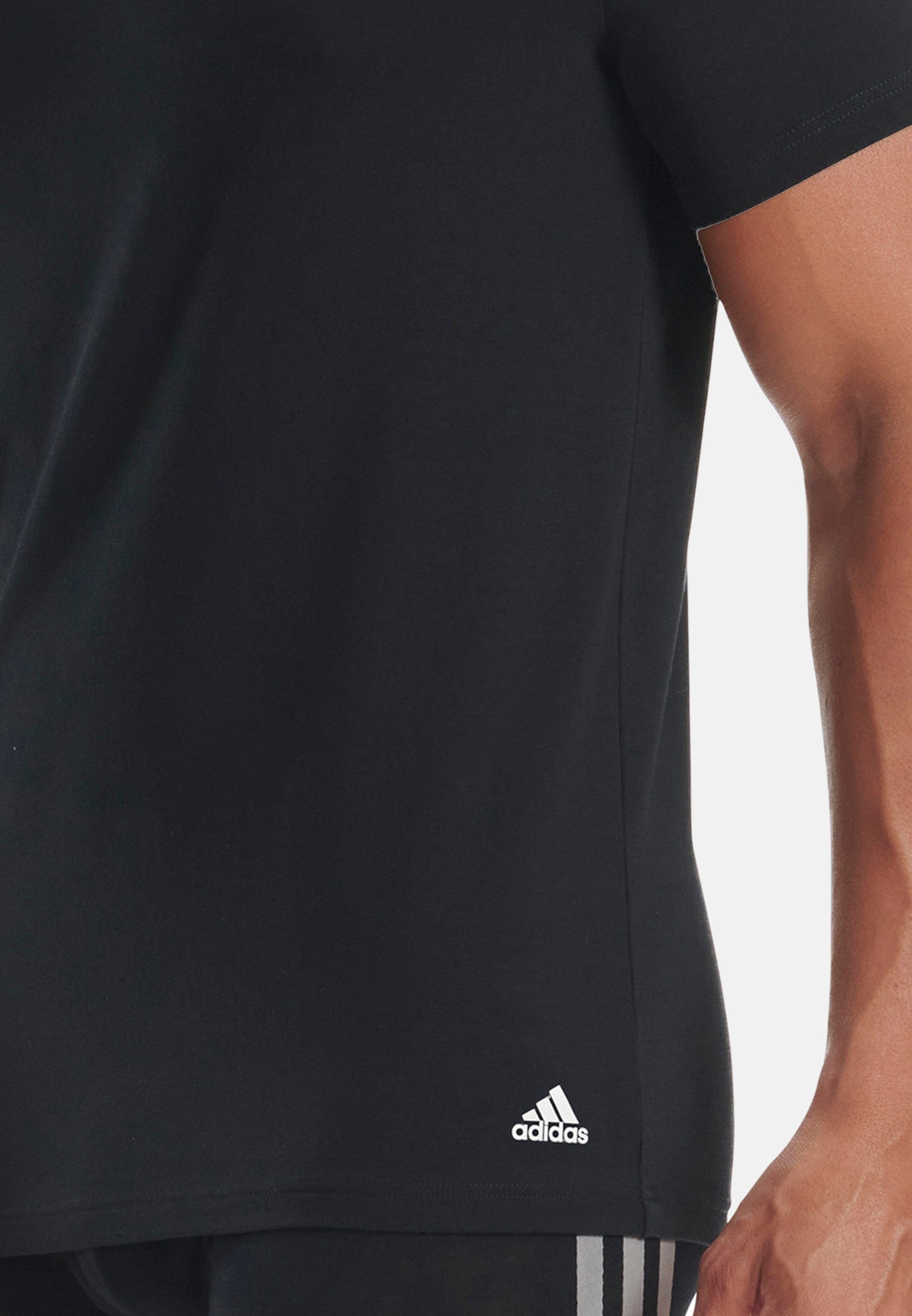/ adidas Unterhemd Legere Cotton Unterhemd (Spar-Set, - Passform 6-St) Schwarz 6er Active Pack Shirt Baumwolle Core - Kurzarm Sportswear