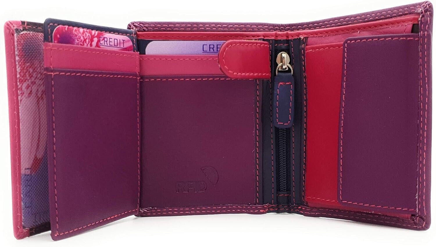 JOCKEY CLUB Mini Geldbörse kleines echt Leder Damen Portemonnaie mit RFID Schutz "Rio", tropische Farben, handliches Format