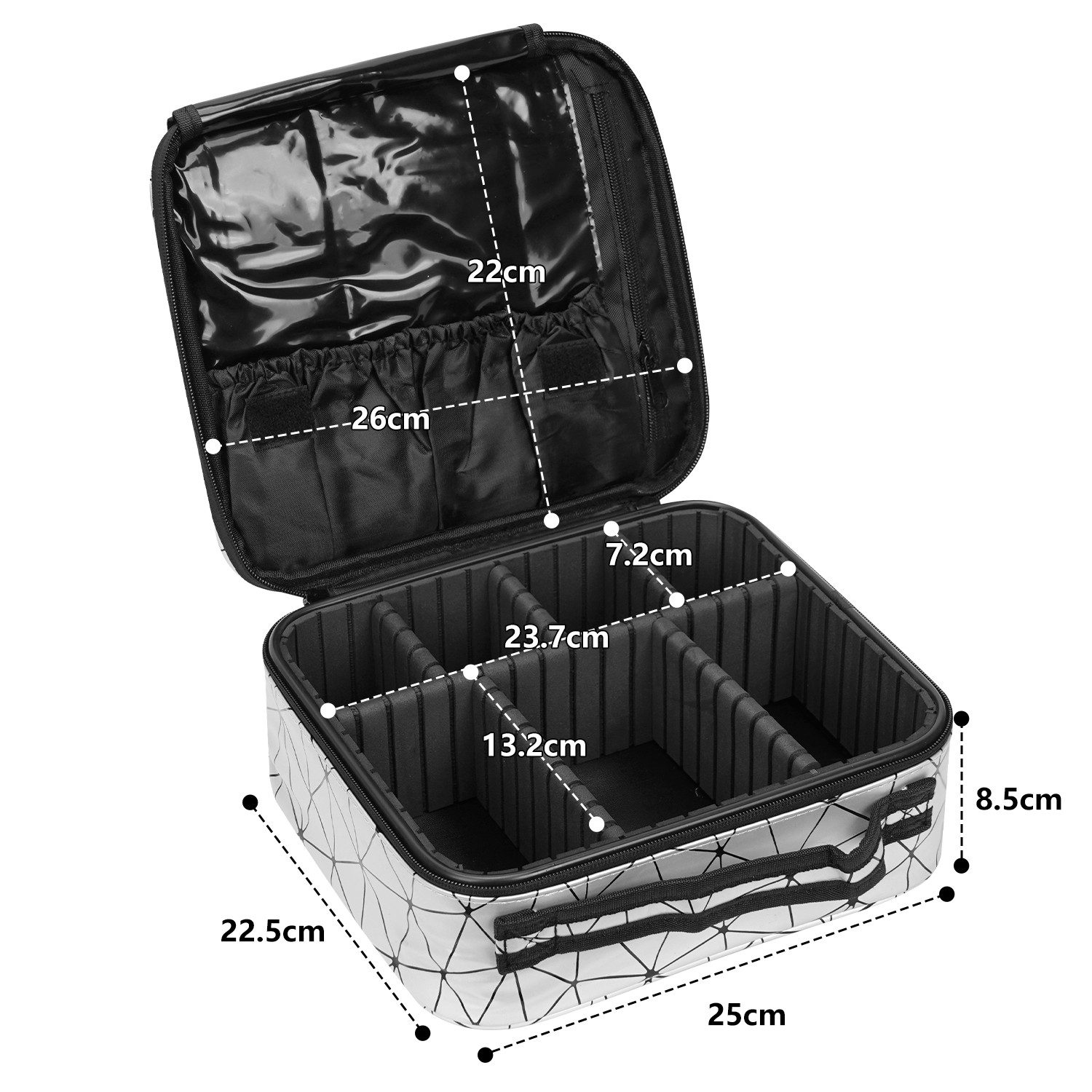 OSTWOLKE Kosmetik-Koffer Kosmetiktasche Schminktasche Portable Reise Make Up Tasche Organizer, Wasserdicht Schminkkoffer mit Einstellbaren Teiler, Bürstenschlitze