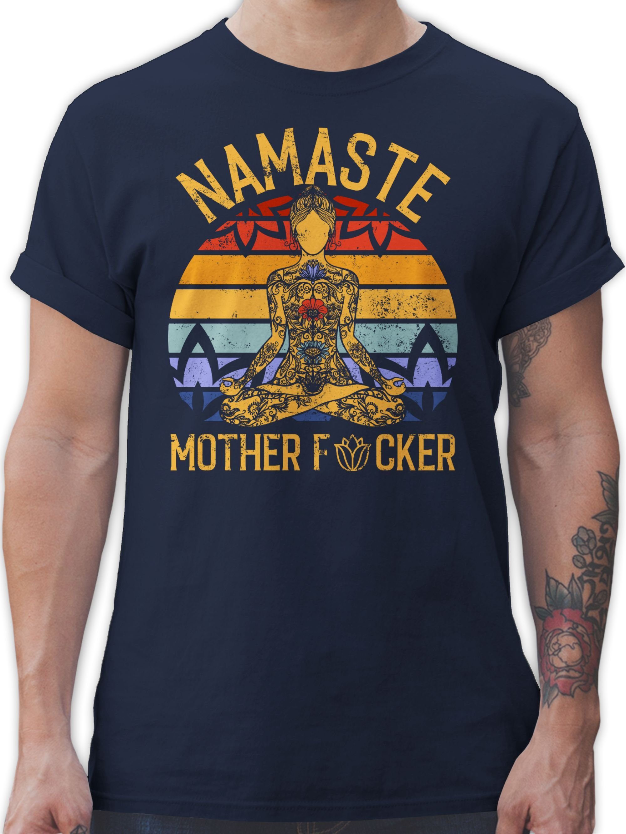 Geschenk Blau Navy 03 Mother Wellness Yoga Shirtracer Namaste T-Shirt und