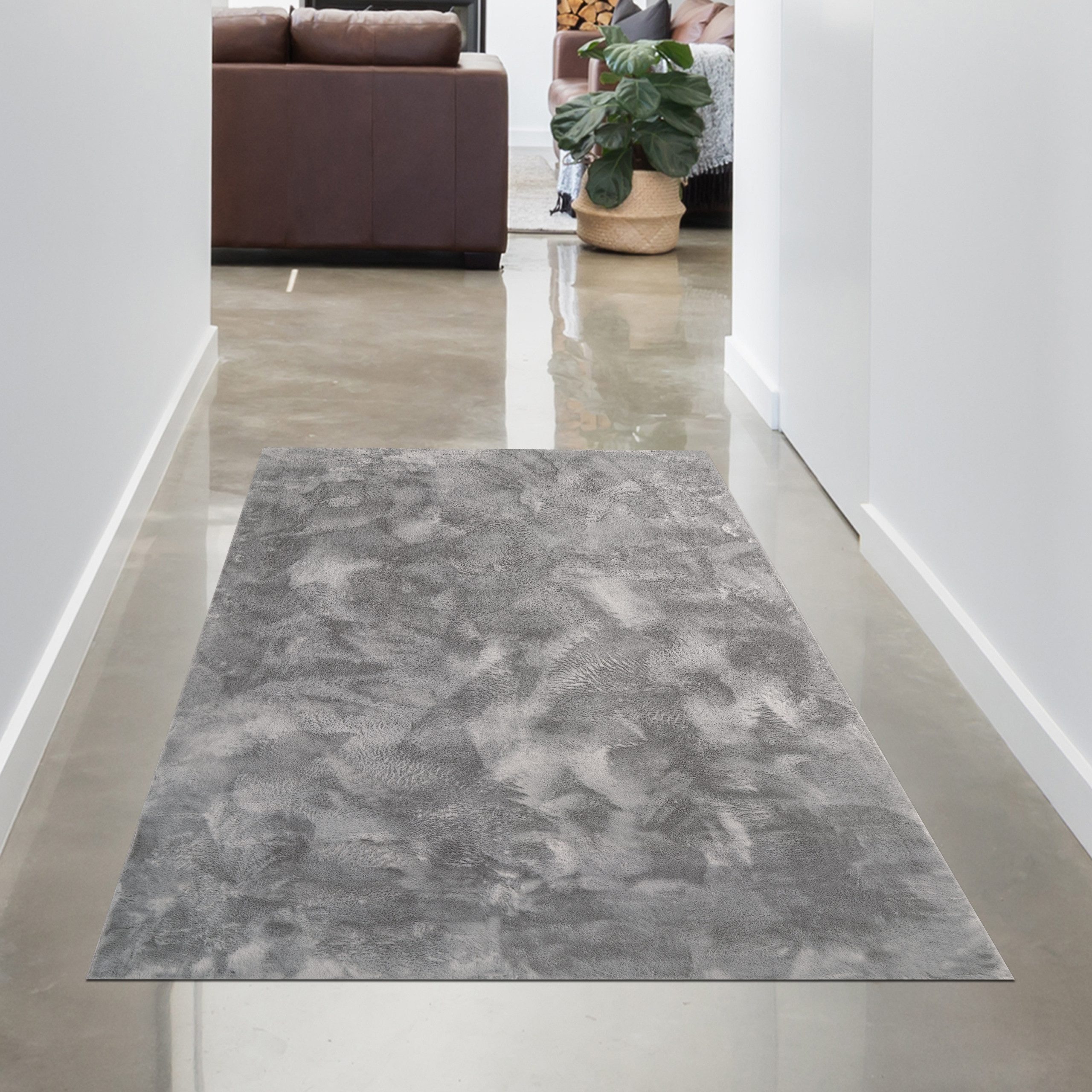 Carpetia Teppich Teppich anthrazit Hasenfell-Optik elegant weich mit feinem günstig online kaufen