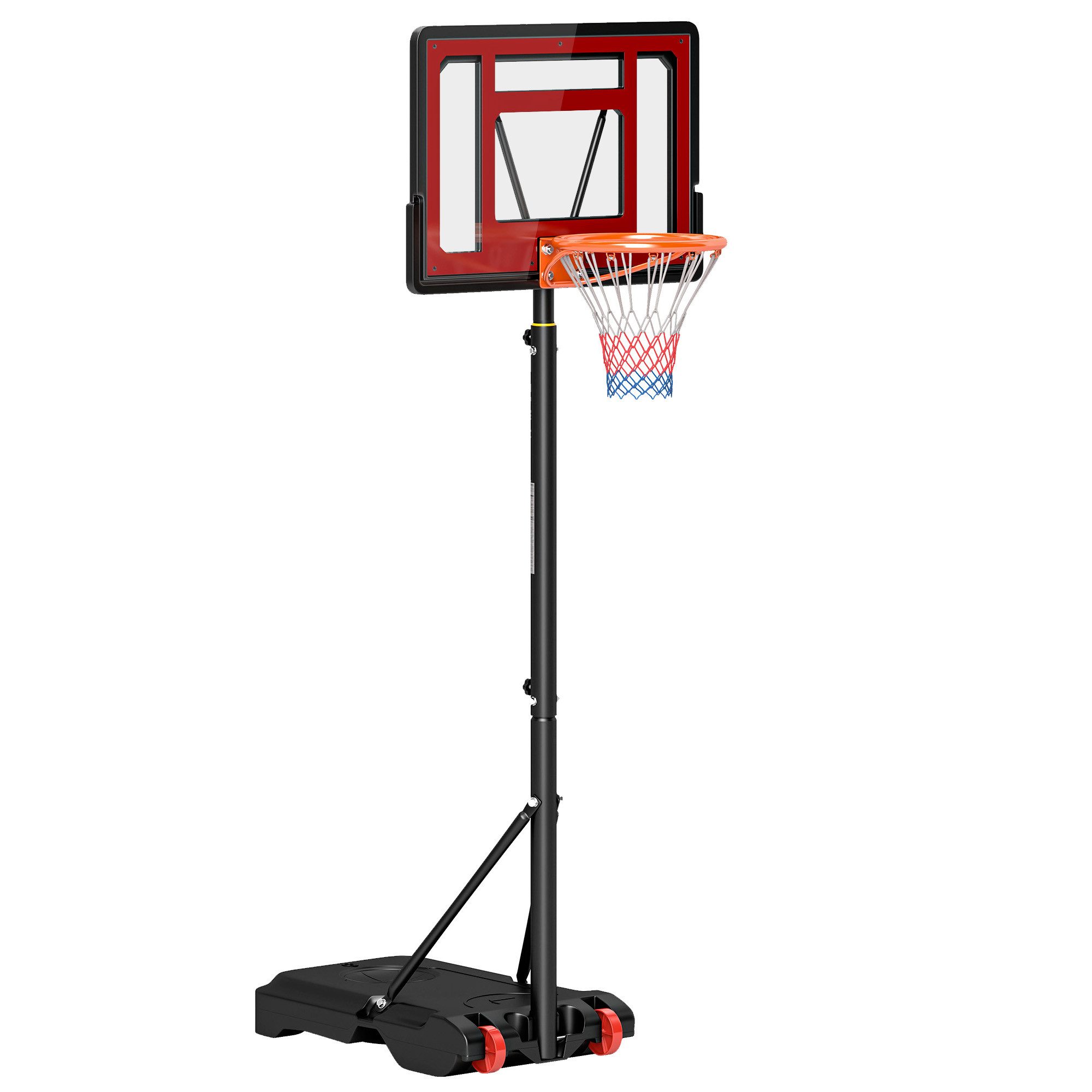 Basketballständer mit Rollen, 160-210 cm höhenverstellbar, 83x59cm Rückwand