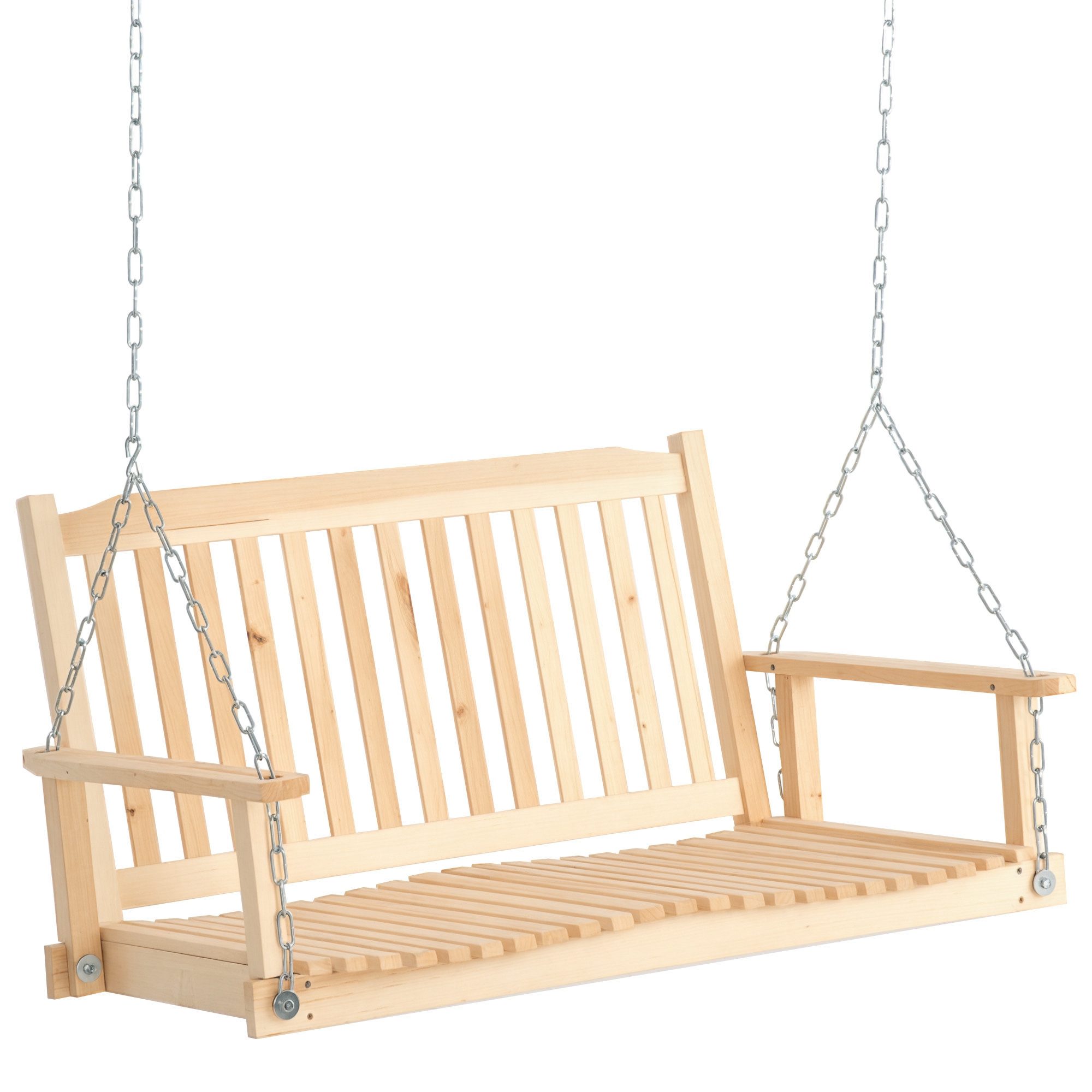 Outsunny Gartenbank Hängebank für 2 Personen (Schaukelbank, 1-St., Gartenschaukel), für Garten, Balkon, Naturholz