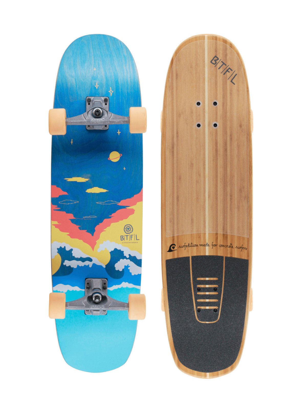 BTFL Minilongboard LENNY - Surfskate Board with Nose and Tail (1-St)