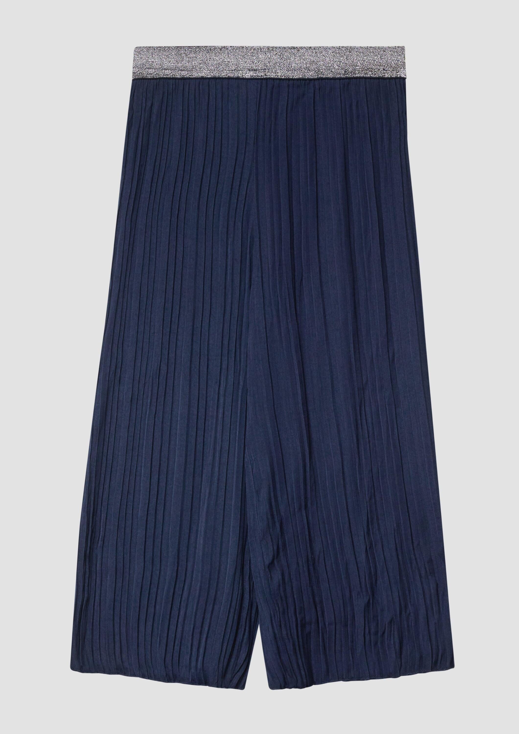 s.Oliver Chinos Hose Plisseehose mit Wide Leg und Glitzerbund