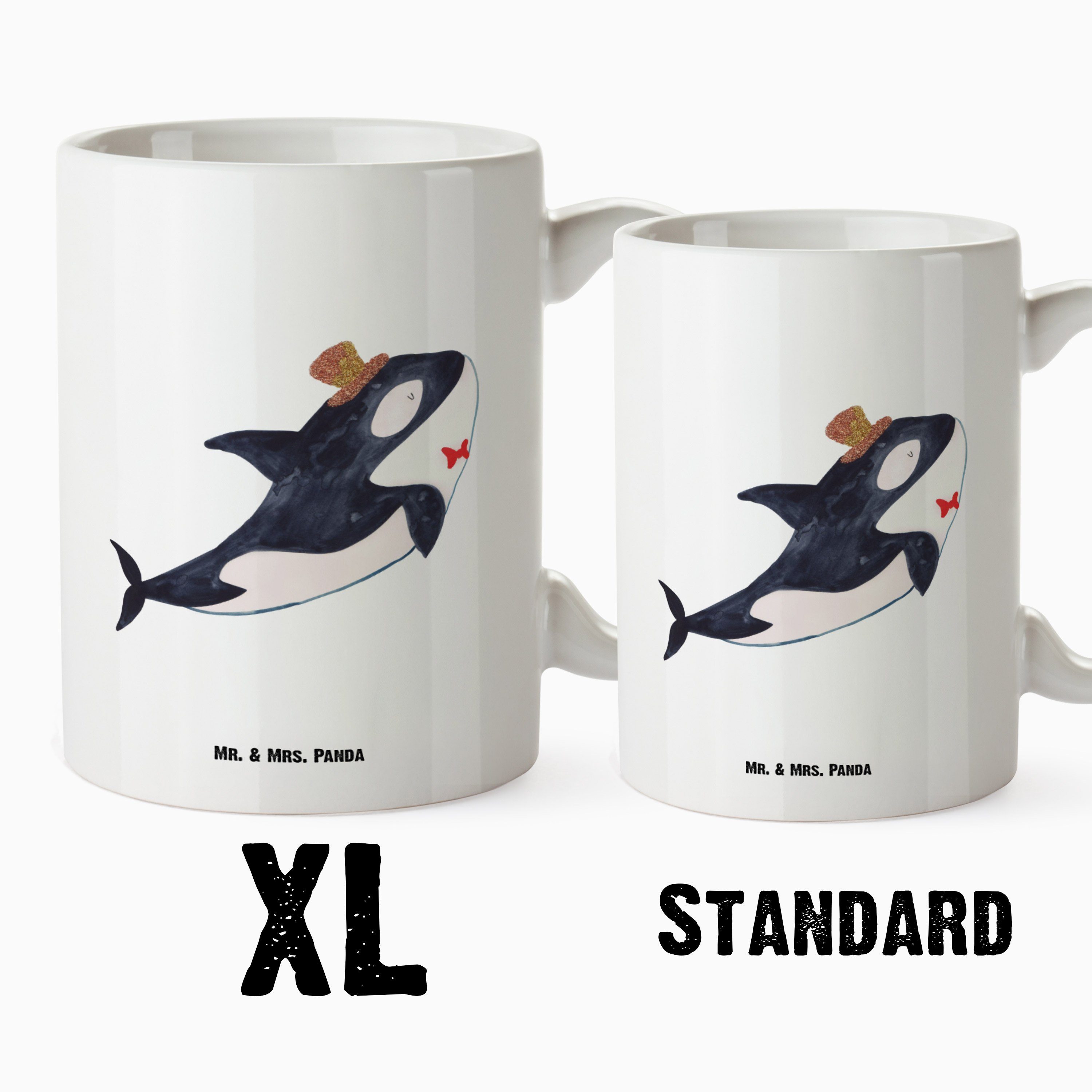 Panda Zylinder Fete, Mrs. - Mr. Tasse - Meer, Meerestiere, Geschenk, & Weiß Große Orca XL Tasse, Tasse Keramik