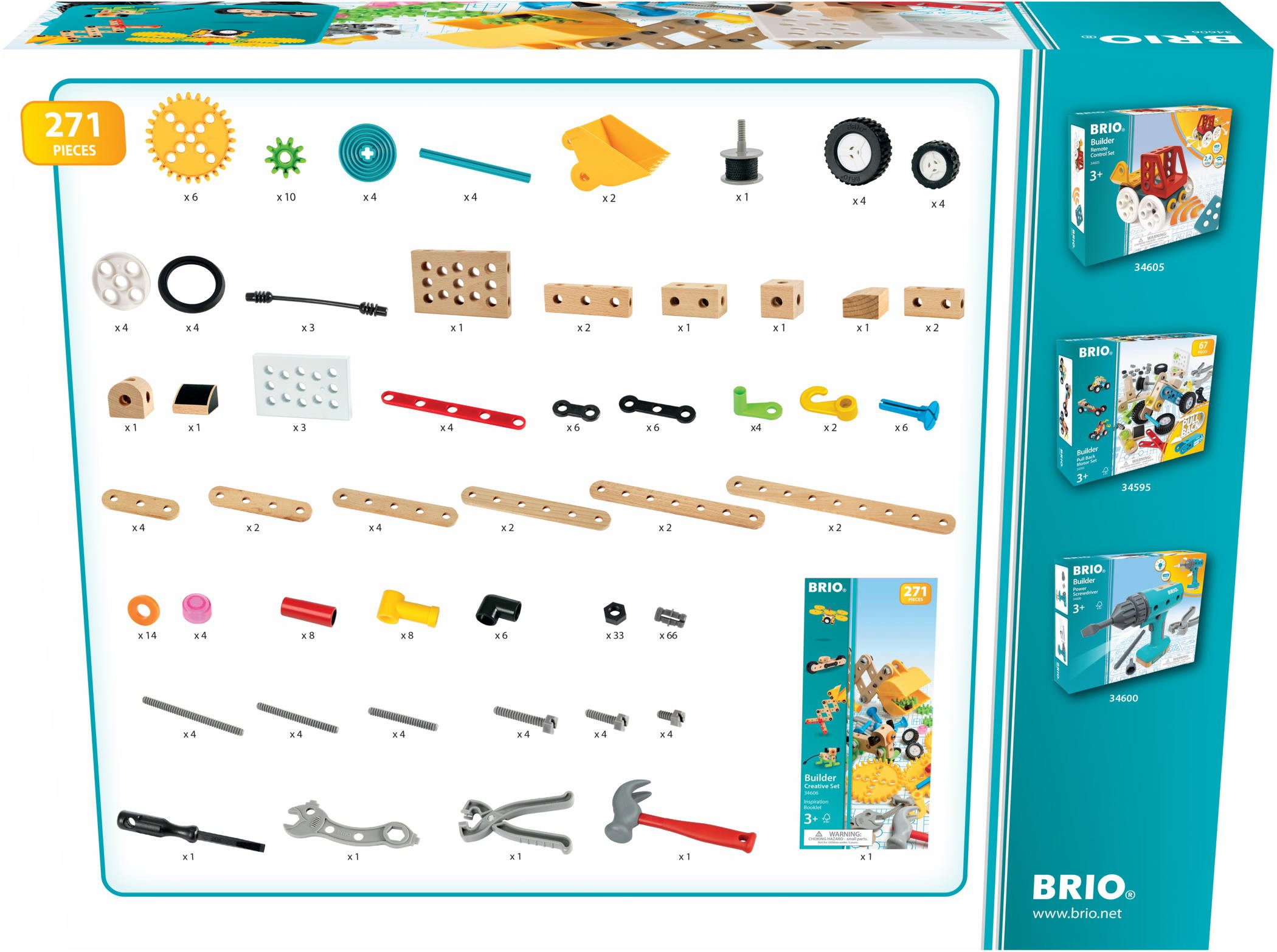 BRIO® Spielzeug Bausystem Builder Kindergartenset 271 Teile 34606 Spielbausteine