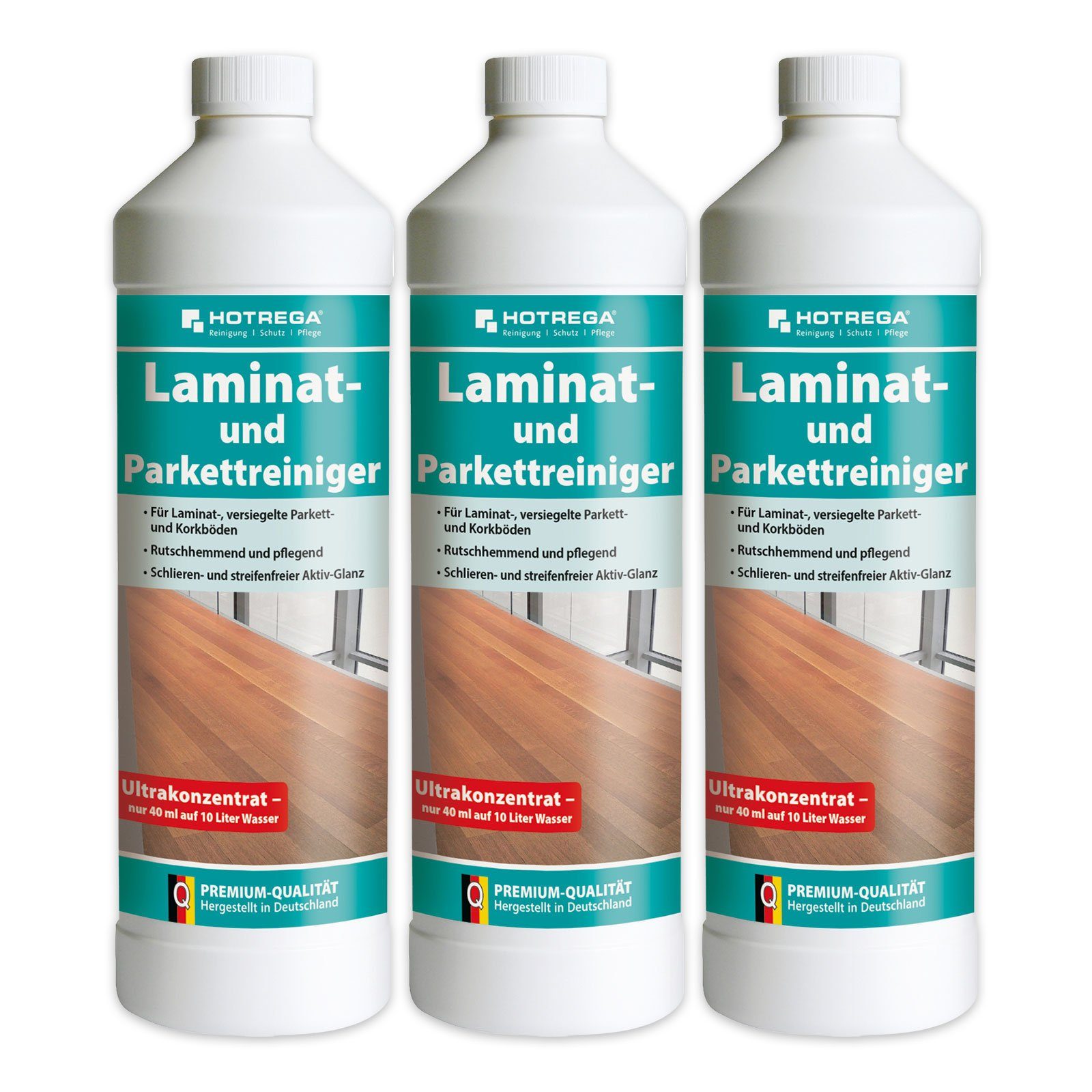 HOTREGA® Laminatreiniger Parkettreiniger Bodenreiniger Bodenpflege x 1L Konz. Laminatreiniger