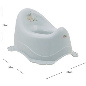 Maltex Baby-Toilettensitz 3 Teile Set - WAL Silbergrau - Antirutsch Toilettentraining Toilette, == ** Topf + WC Aufsatz + Hocker**