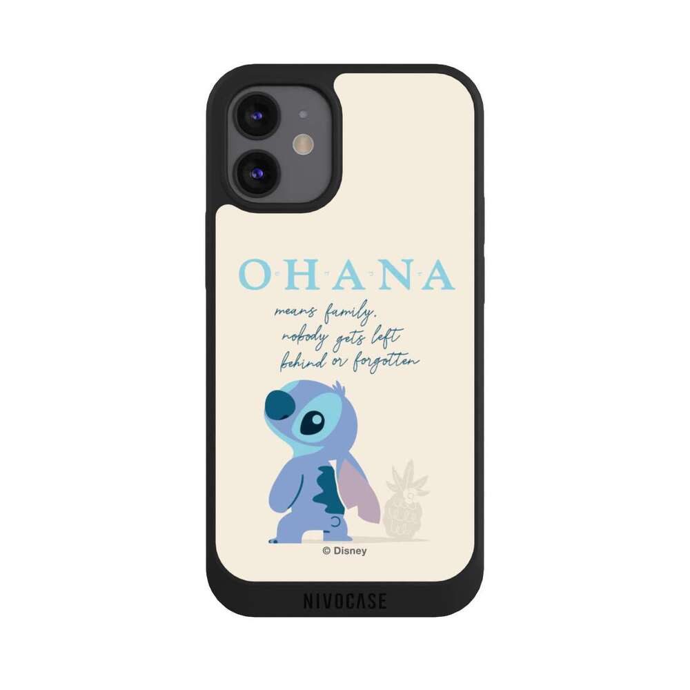 NIVOCASE Handyhülle Lilo & Stitch Offizielles Lizenzprodukt Disney Ohana Stitch, Apple iPhone 12 mini Handyhülle Hülle NIVOpure Case Schwarz