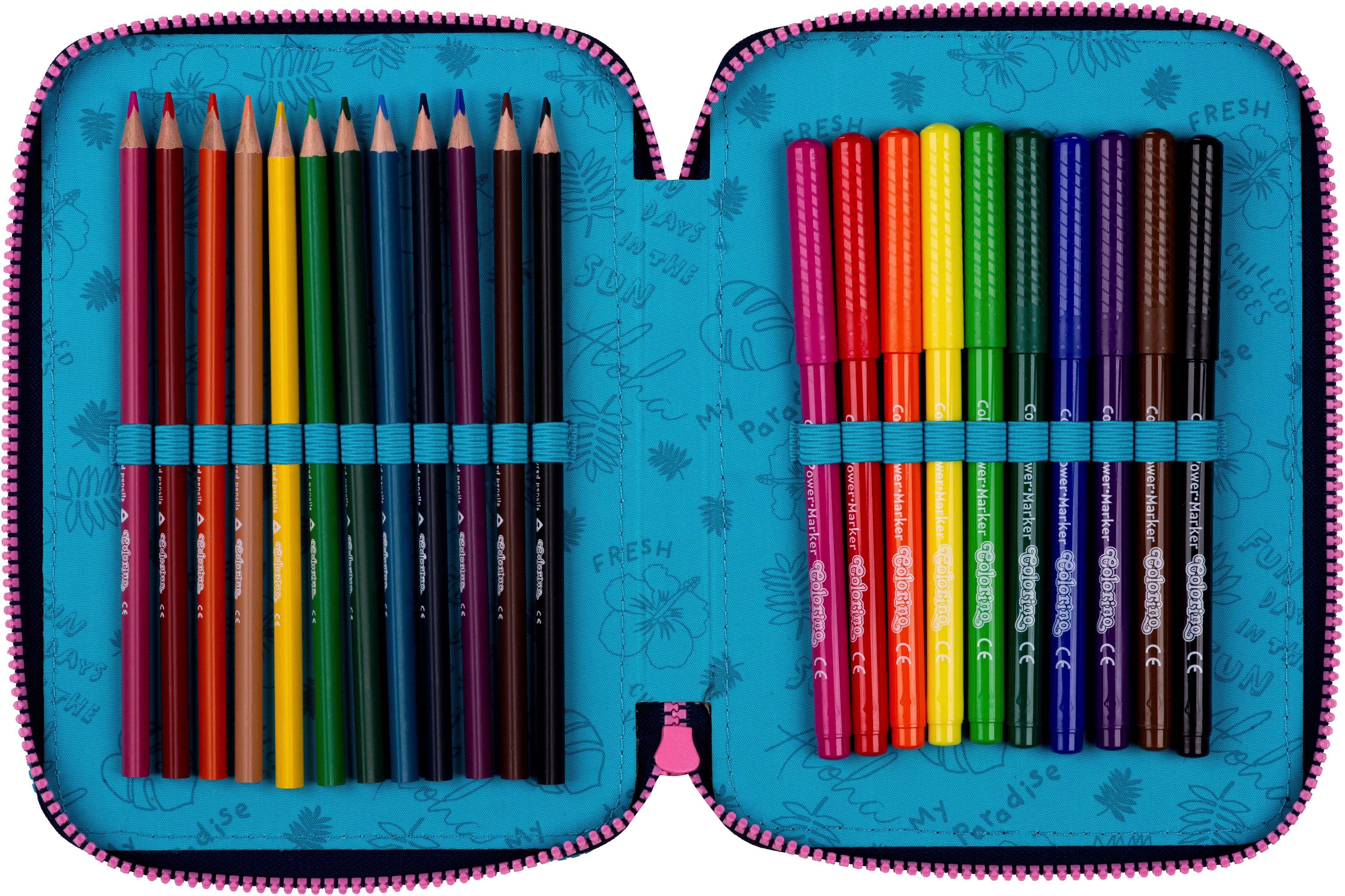 CoolPack Federmäppchen Etui XL, Disney, Stitch, mit 2 Reißverschlüssen, befüllt